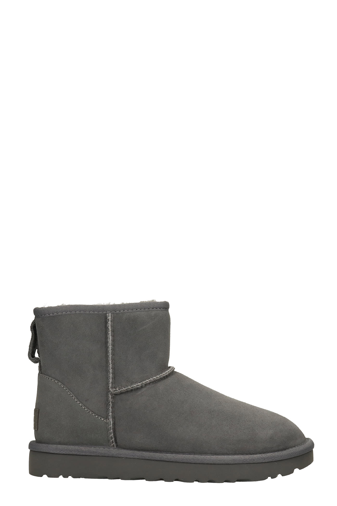 UGG Mini Classic Ii Low Heels Ankle Boots In Grey Suede
