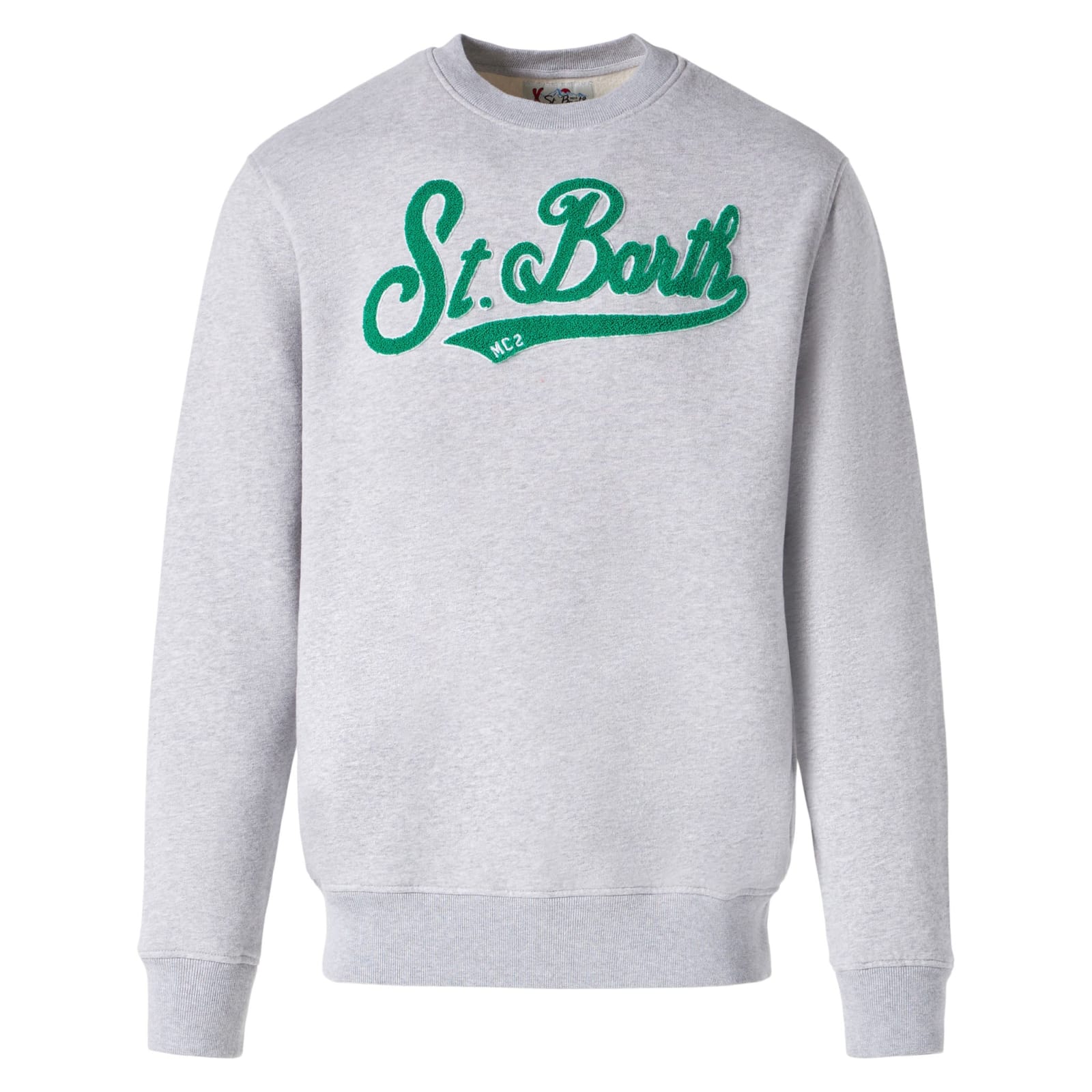 Shop Mc2 Saint Barth Man Crewneck Sweatshirt With Terry Logo In Grey