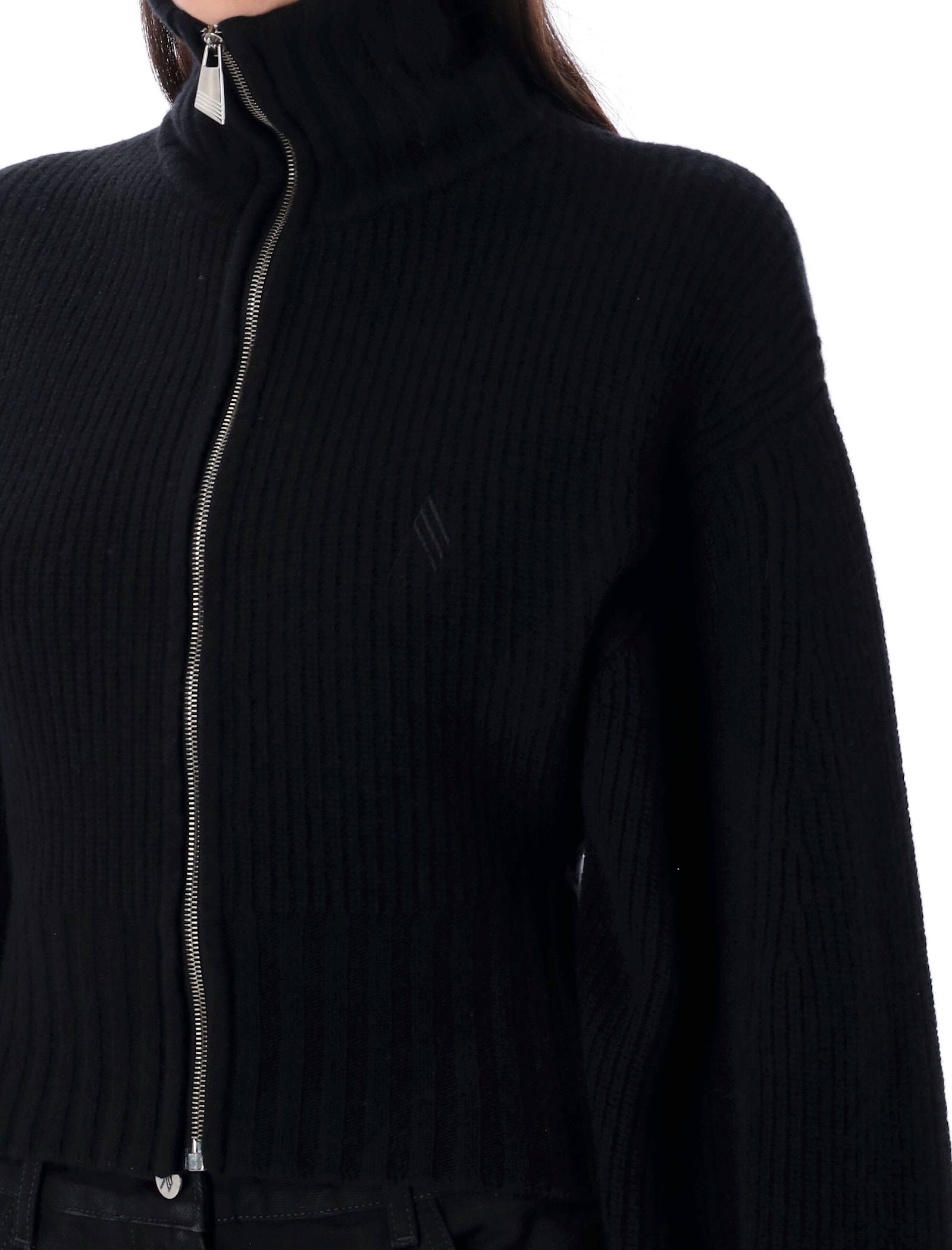 Attico Wool And Cashmere Cardigan In Black