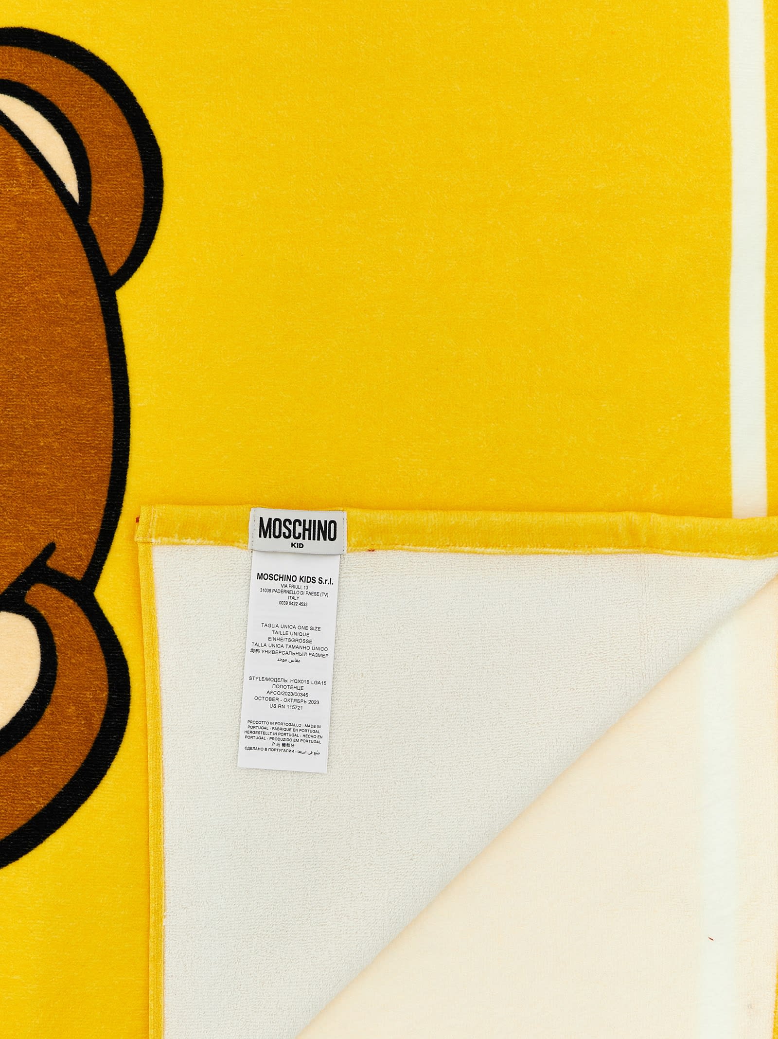 Shop Moschino Beach Towel Teddy In Yellow