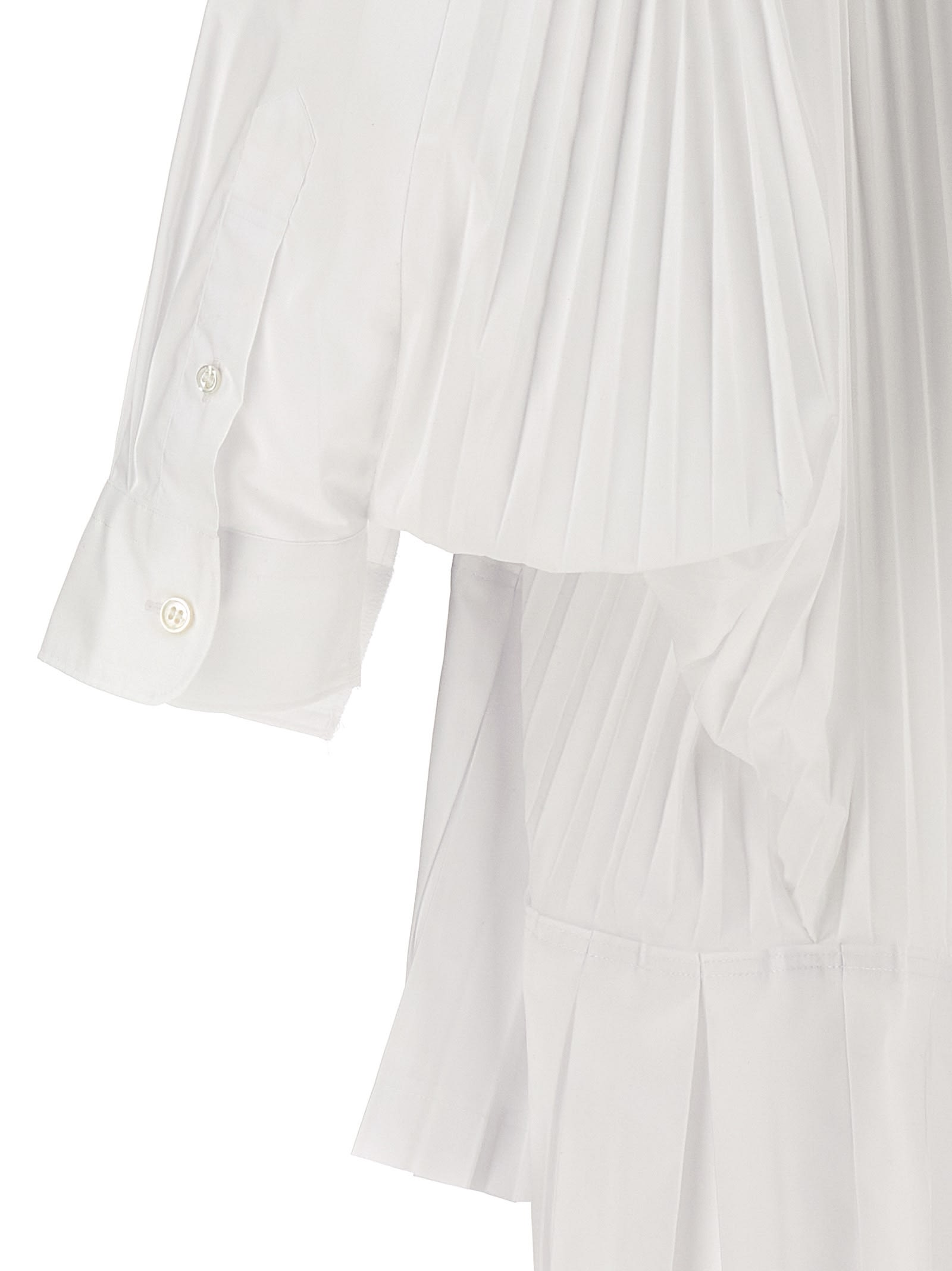 Shop Junya Watanabe Pleated Shirt Dress In White