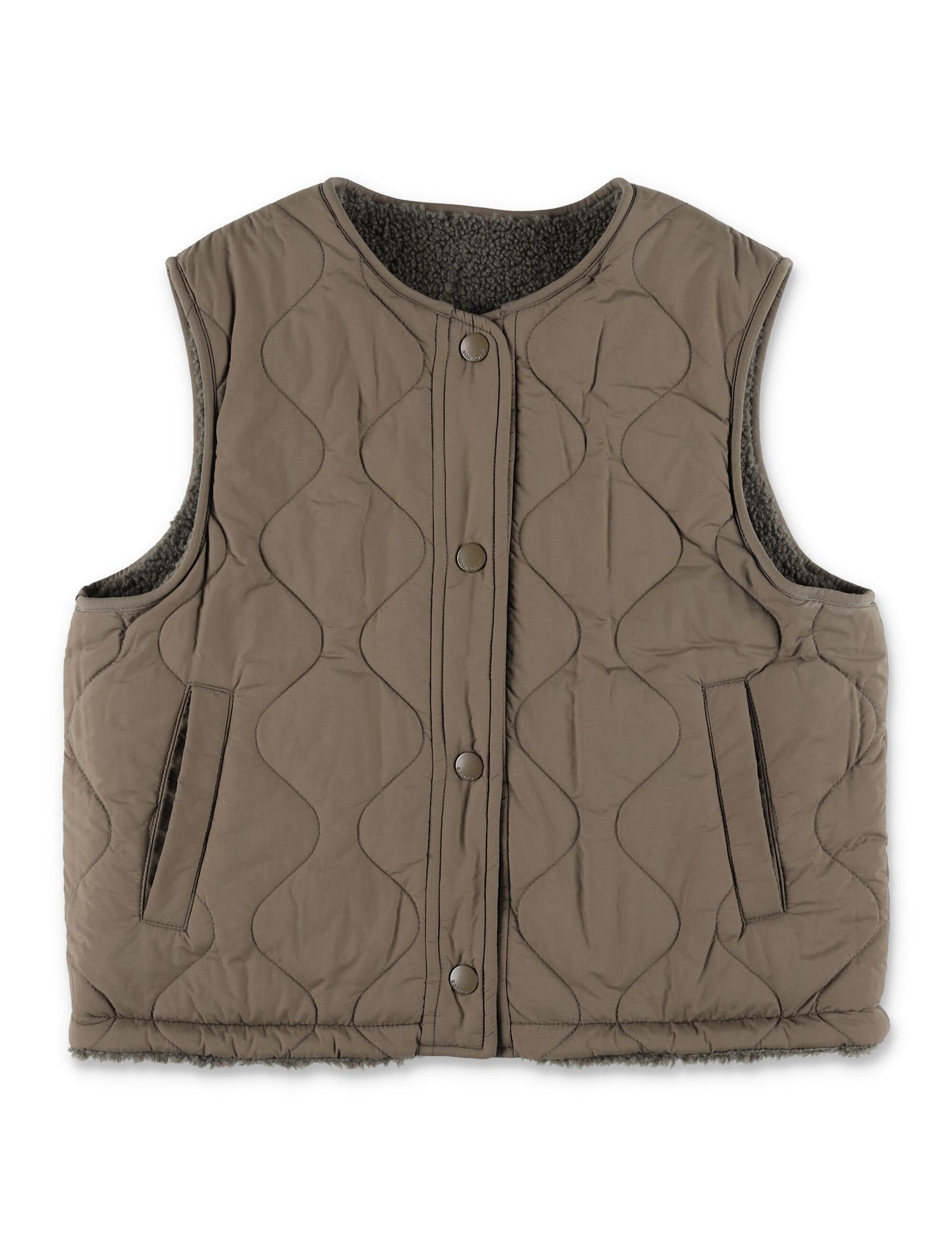 Bonpoint Reversible Teddy And Nylon Brown Gilet In Brown