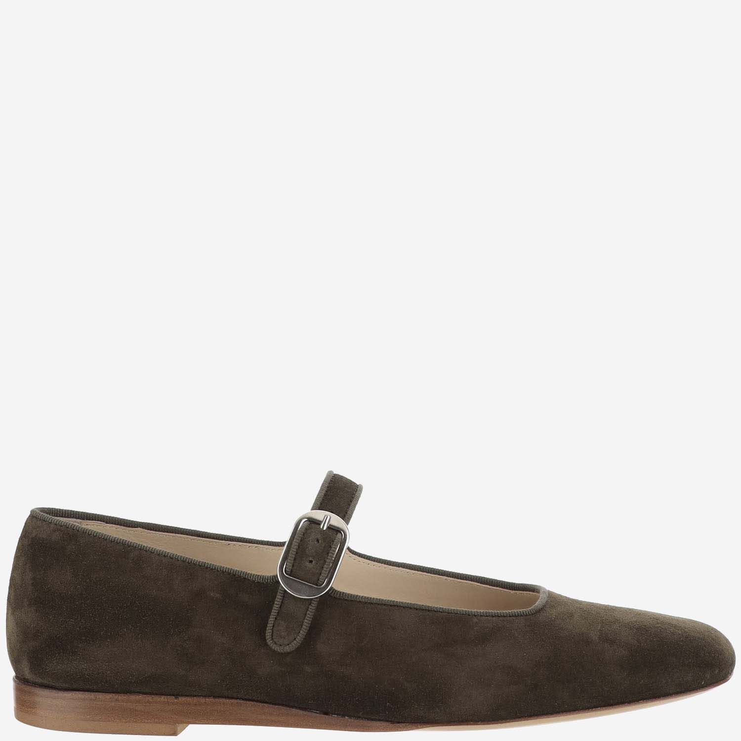 Suede Leather Mary Jane Ballet Flats
