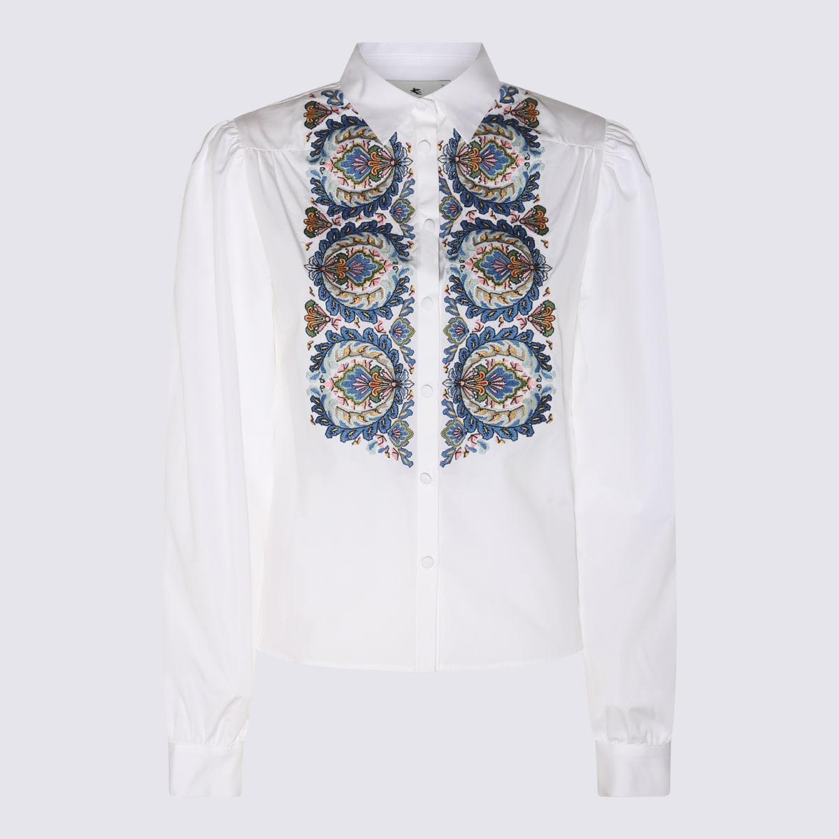 Shop Etro White Cotton Embroidered Shirt