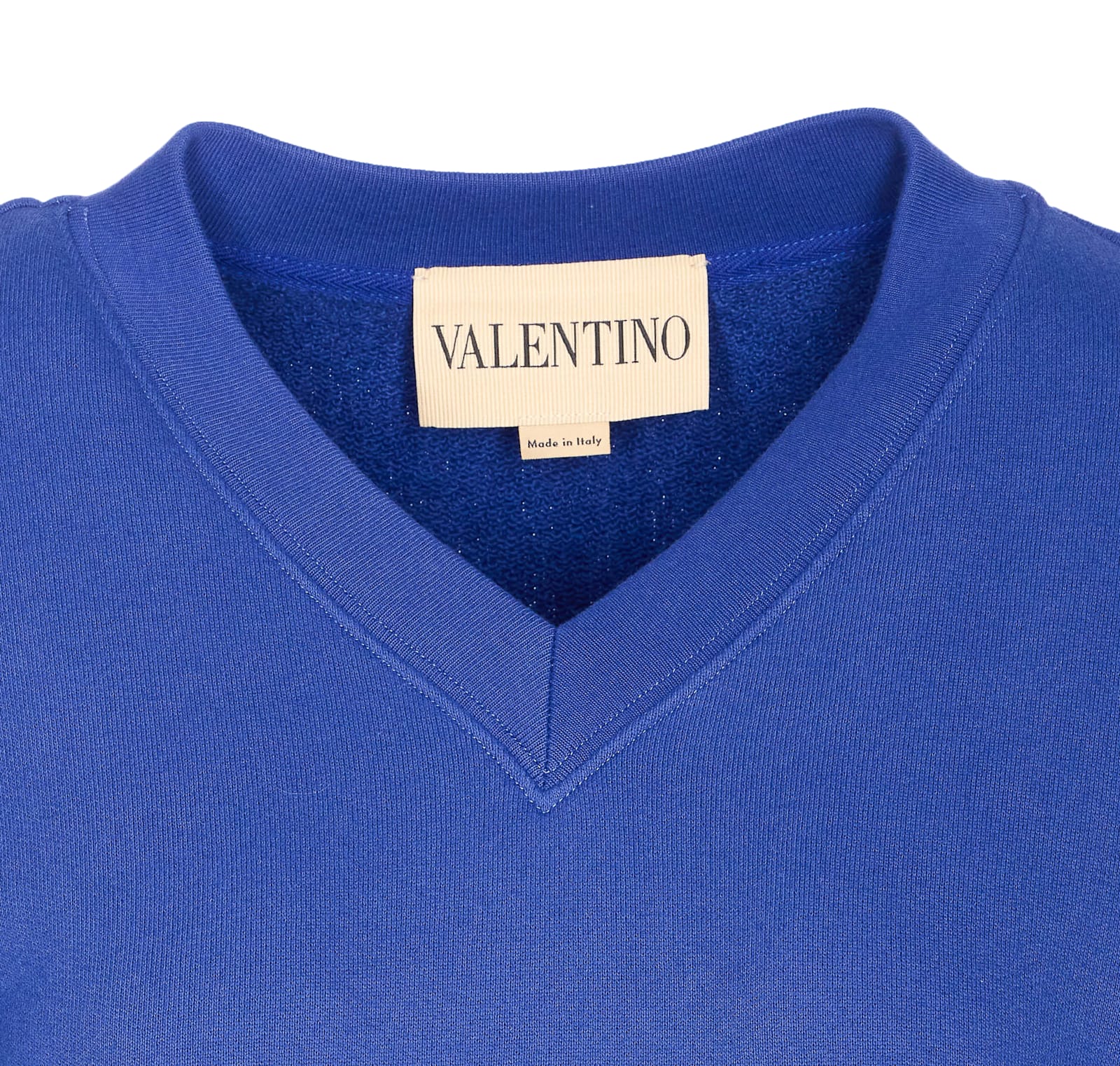 Valentino Blue Sweatshirt With V And Le Chat De La Maison Embroidery