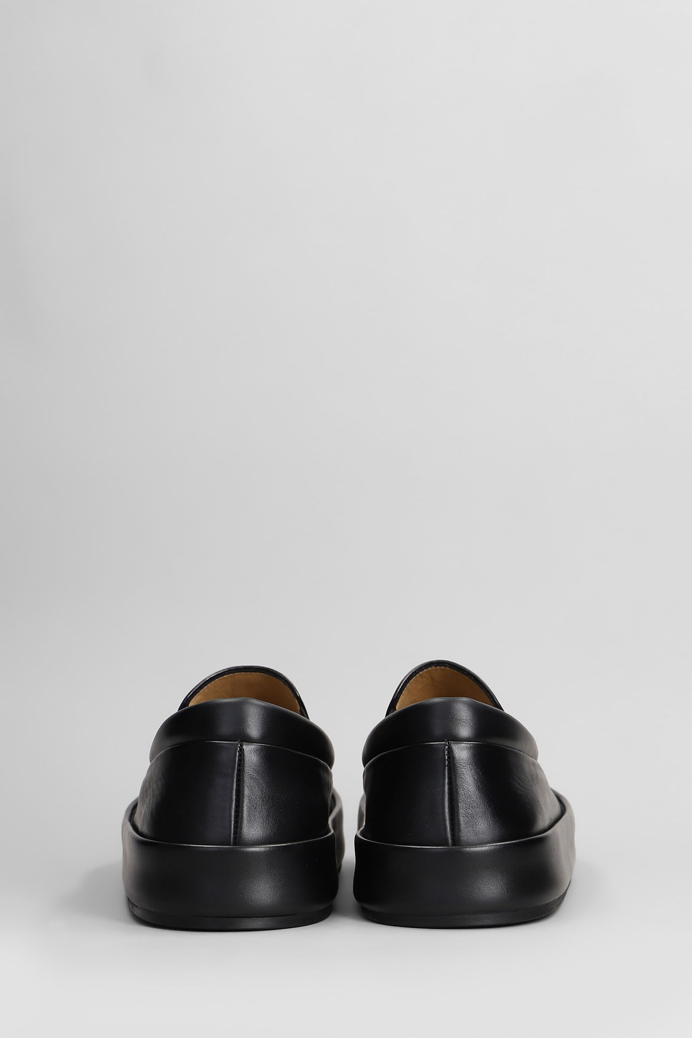 Marsèll Marsell Minimalist Black Calfskin Slip-on Slippers With Rubber Sole