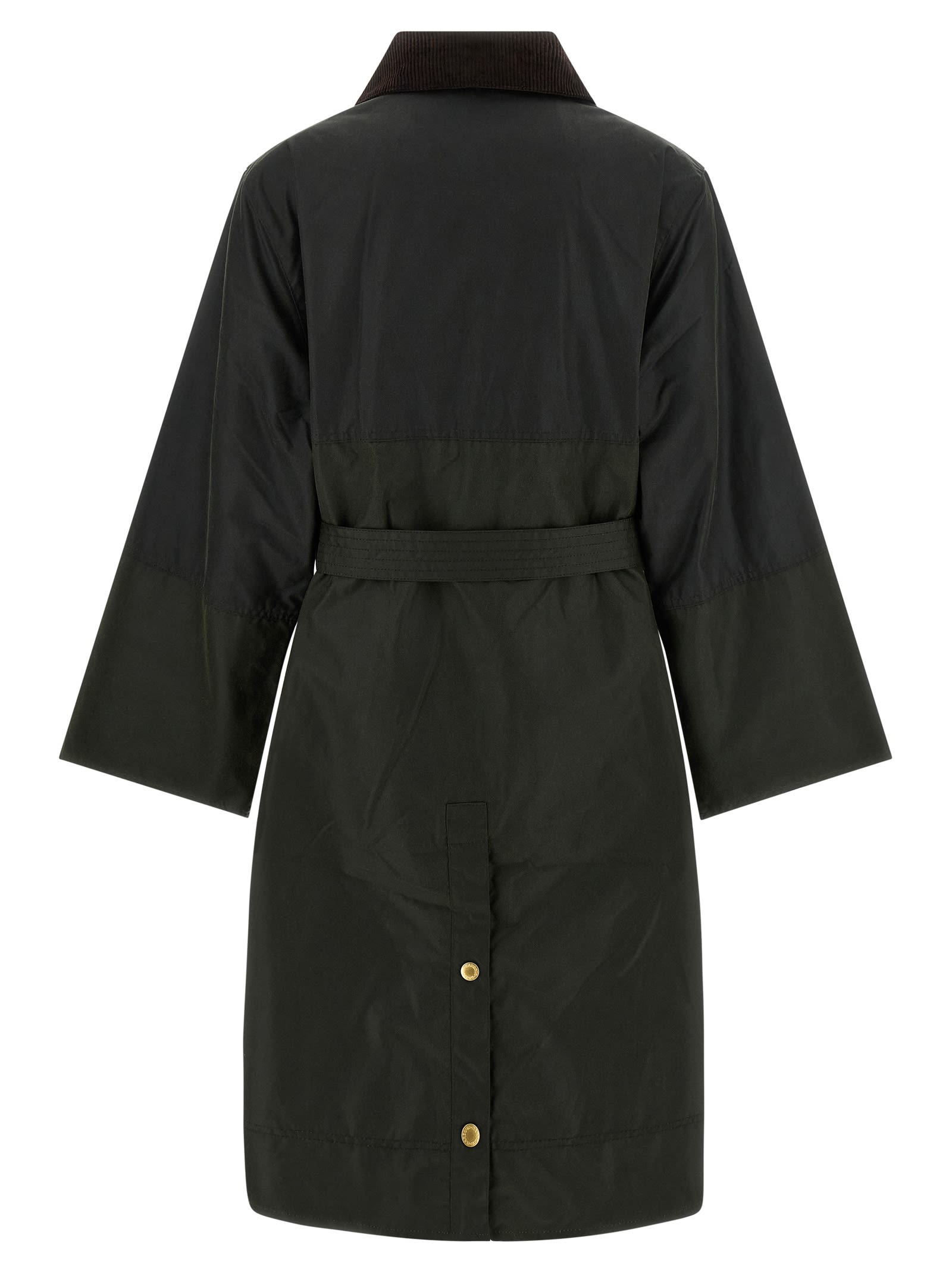 Barbour Belted Tartan-cuff Coat In Green