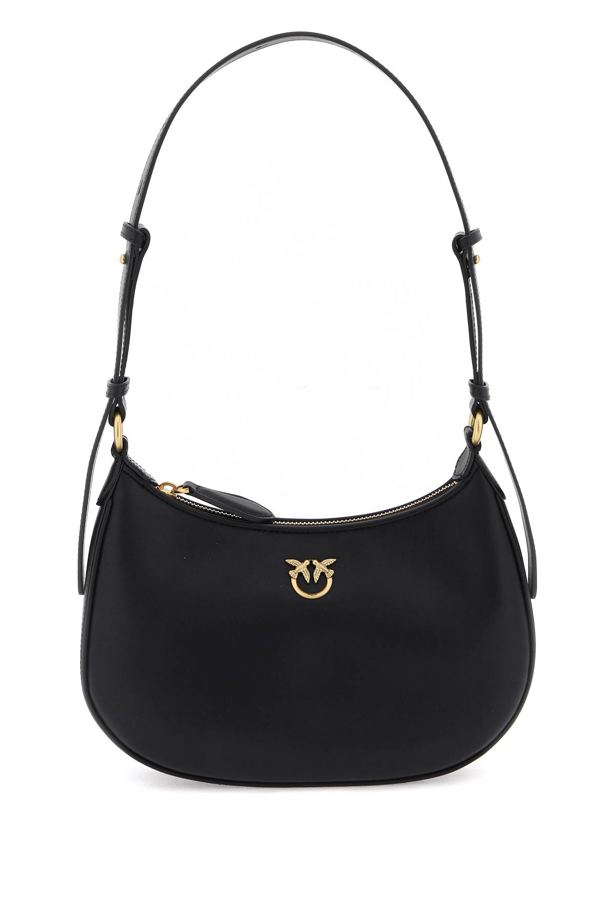 Pinko Half Moon Shoulder Bag In Nero-antique Gold