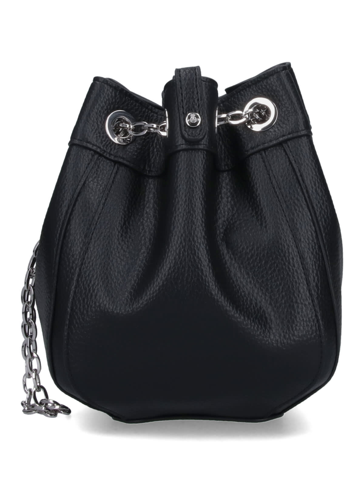 Vivienne Westwood Pebbled Black Bag With Drawstring Closure And Chain Accents In Black