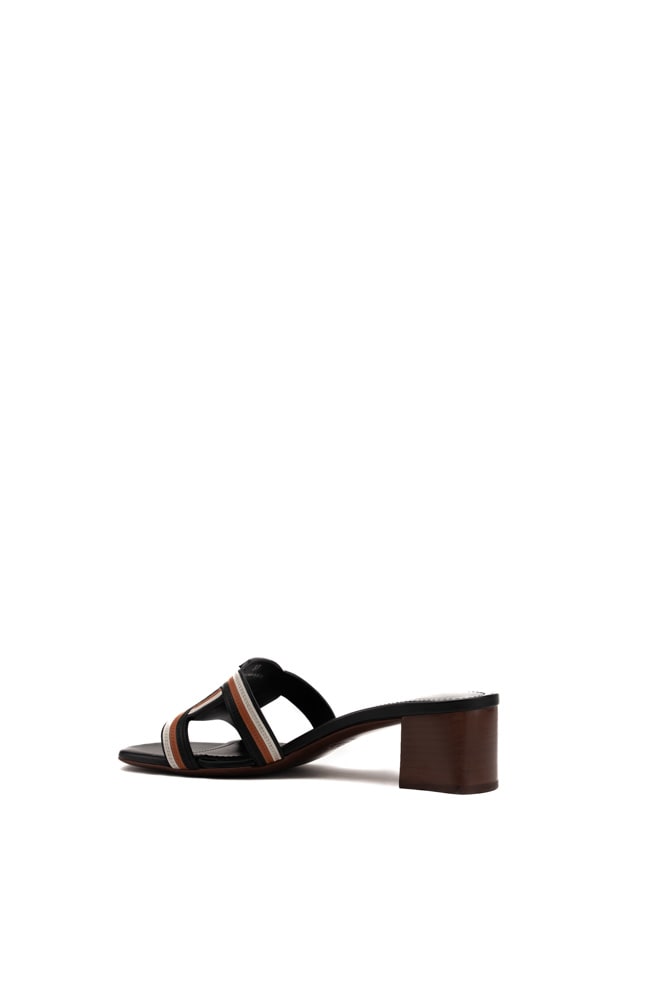 Shop Tod's Kate Leather Sandal In Nero/arancio/bianco