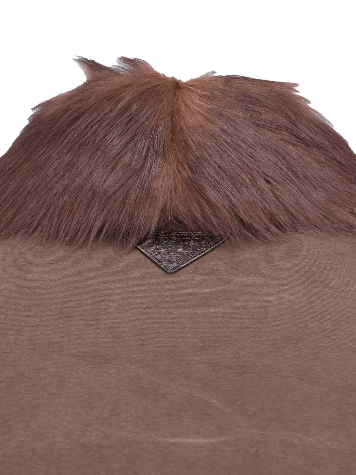 Prada Cotton Shearling-collar Jacket In Brown