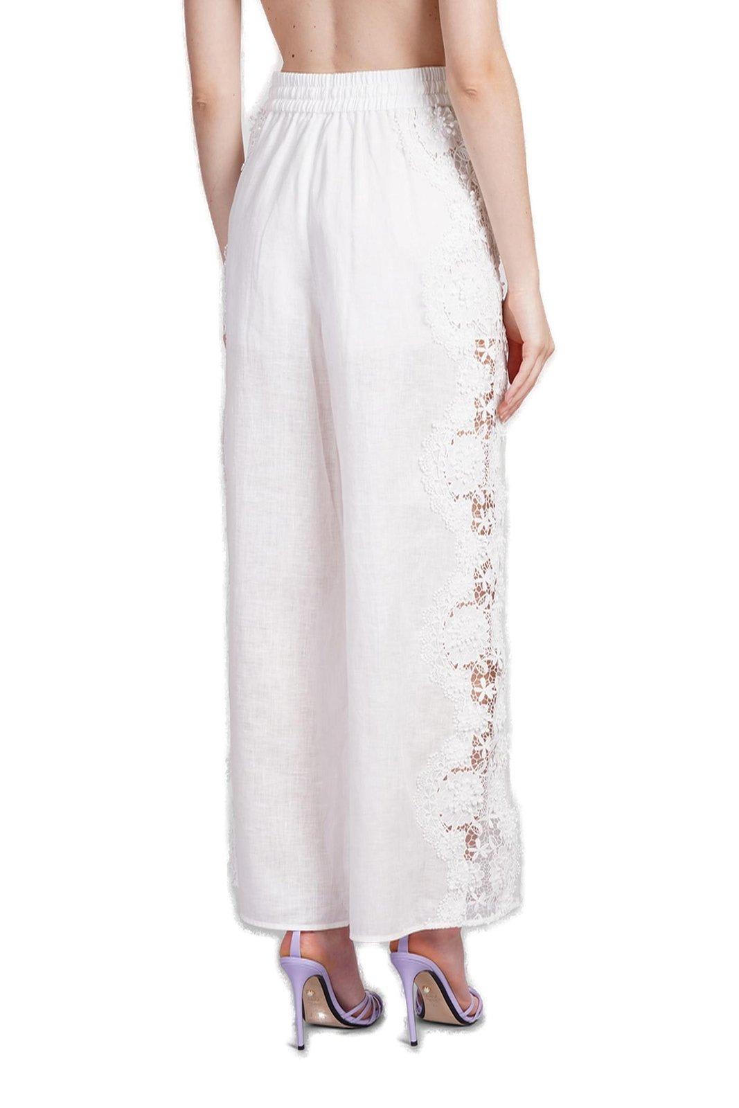 Shop Zimmermann Halliday Lace Flower Pants In Ivory