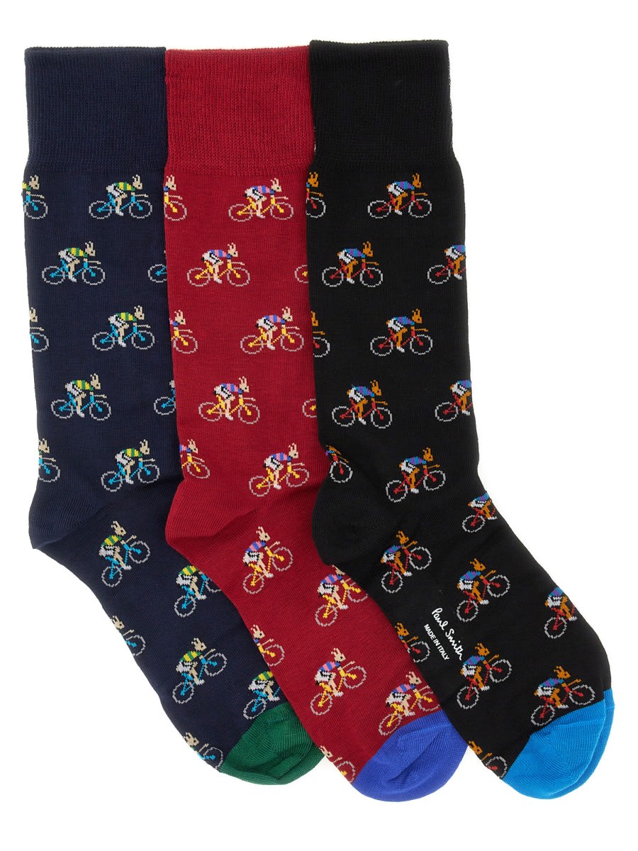 Paul Smith 3-pack Socks Bicycle Pattern In Multi