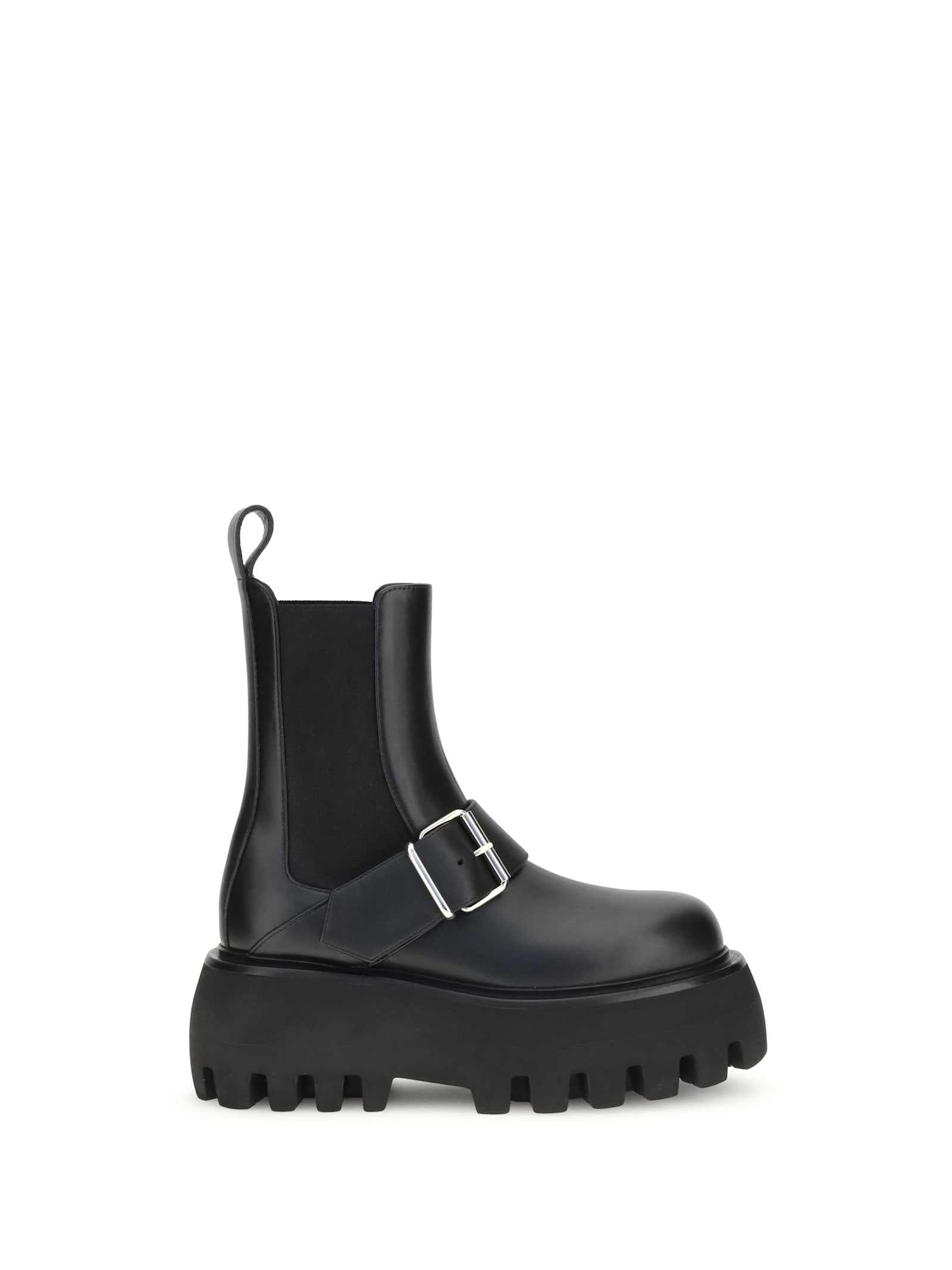 Alexander Mcqueen Ankle Boots With Buckle And Chunky Sole In Black