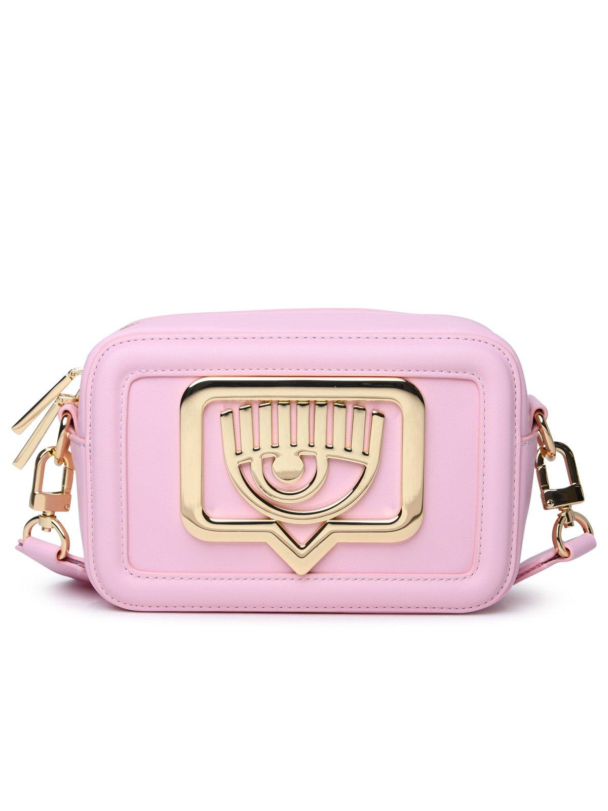 Shop Chiara Ferragni Eyelike Plaque Zipped Shoulder Bag In Pink