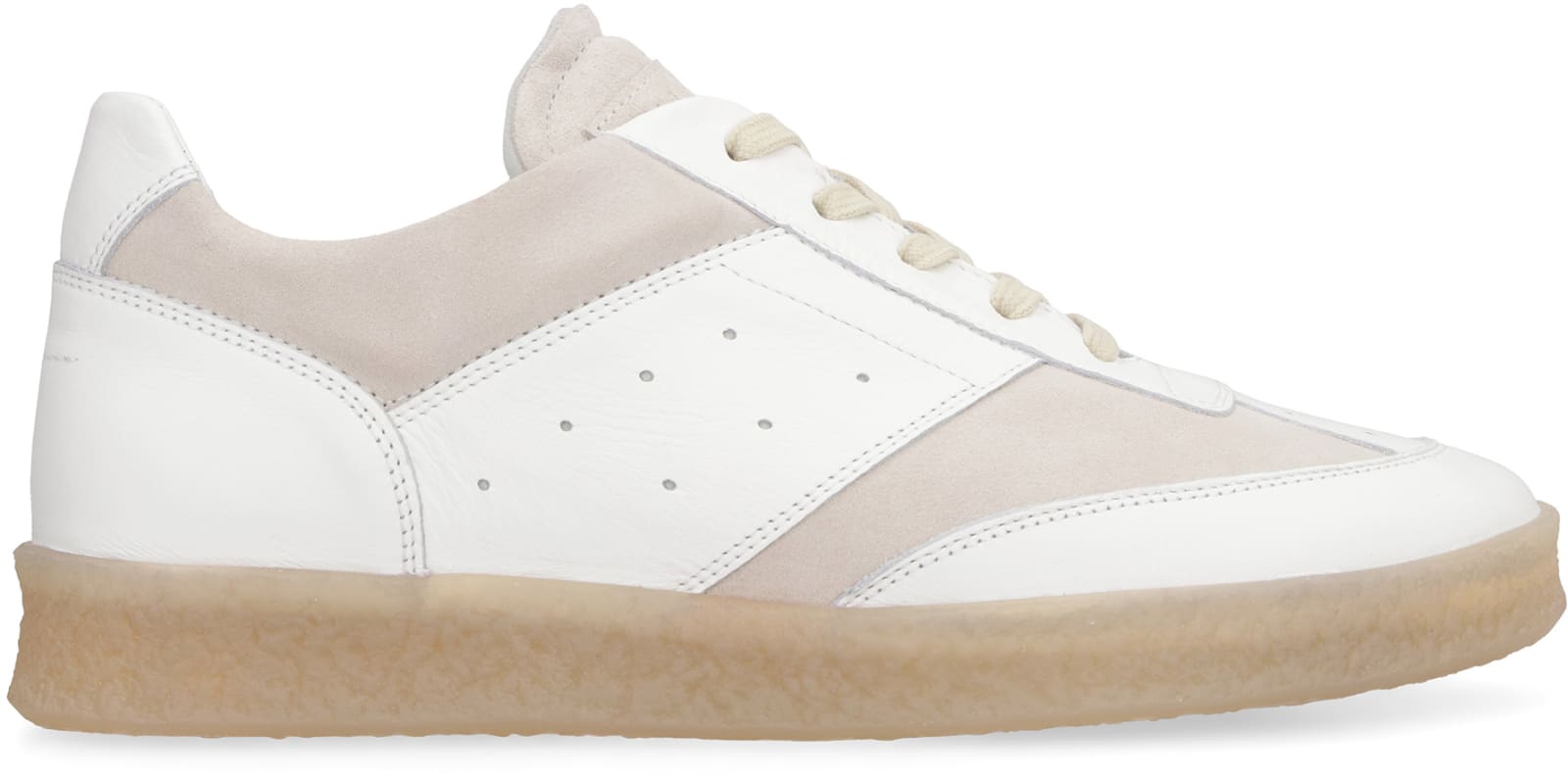 Shop Mm6 Maison Margiela 6 Court Leather Low-top Sneakers In White