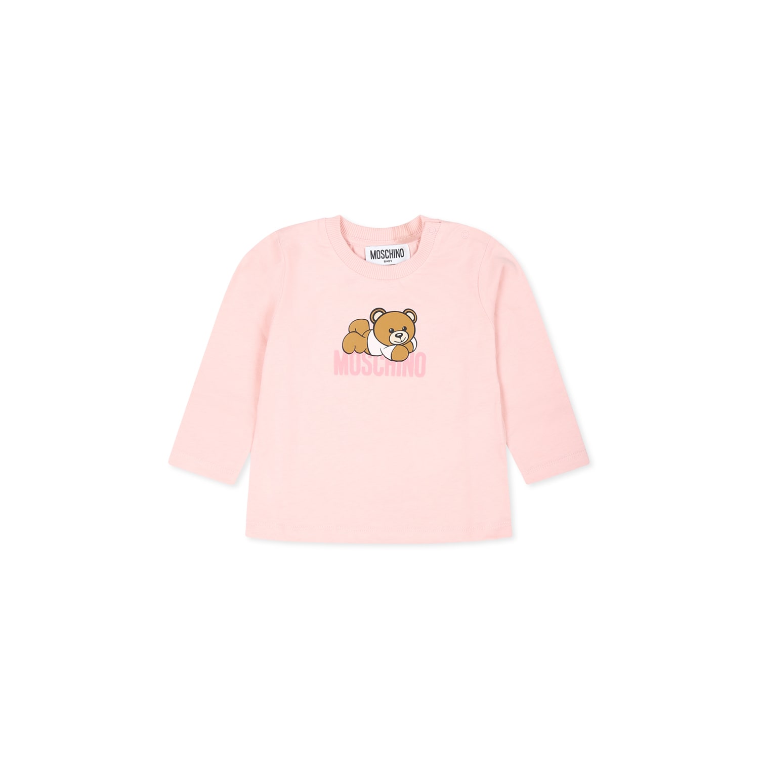 Moschino Pink T-shirt For Baby Girl With Teddy Bear In Pink
