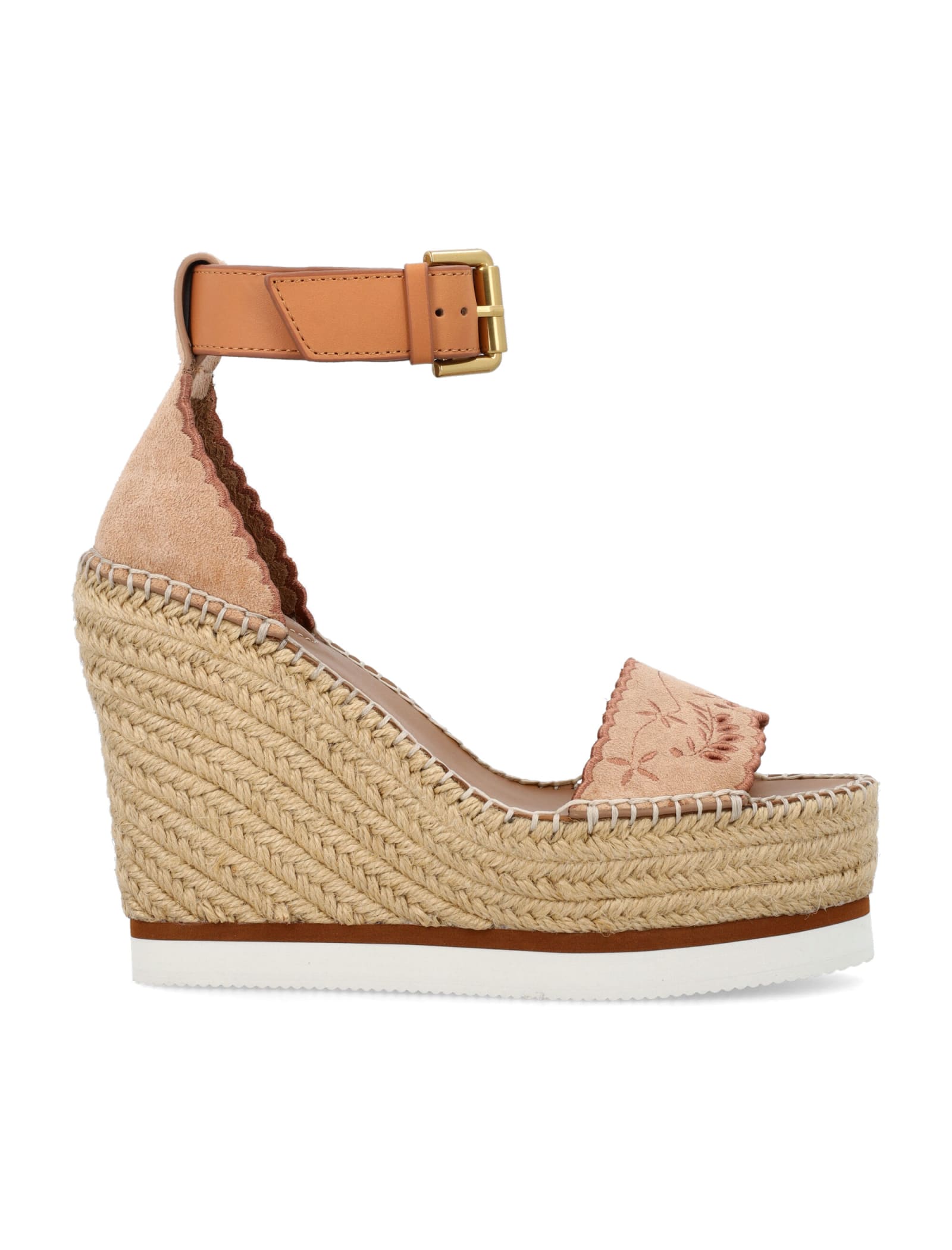 See By Chloé Glyn Suede Wedge Espadrille Sandals In Nude