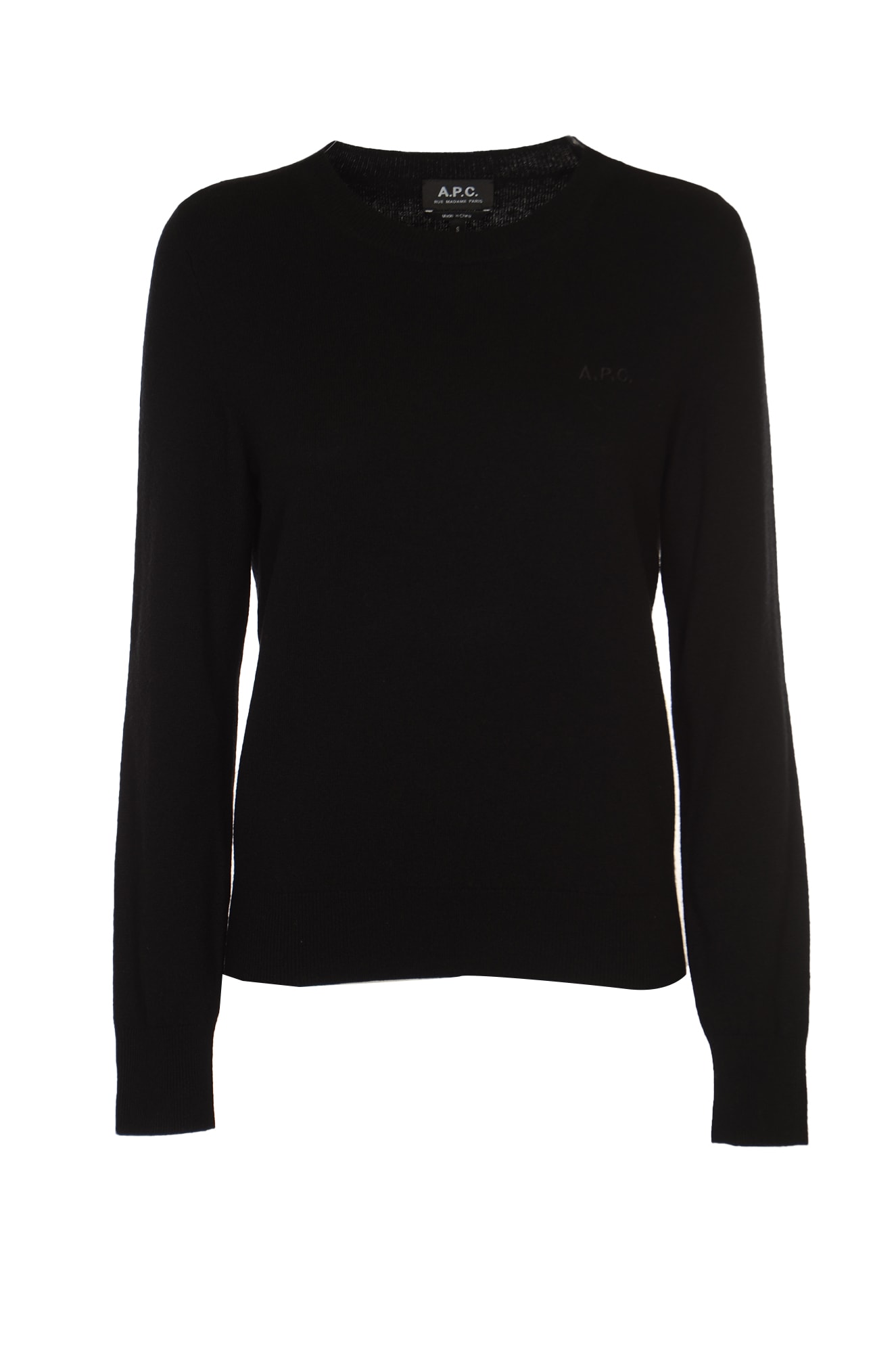 Apc Logo-embroidered Virgin-wool Jumper In Black