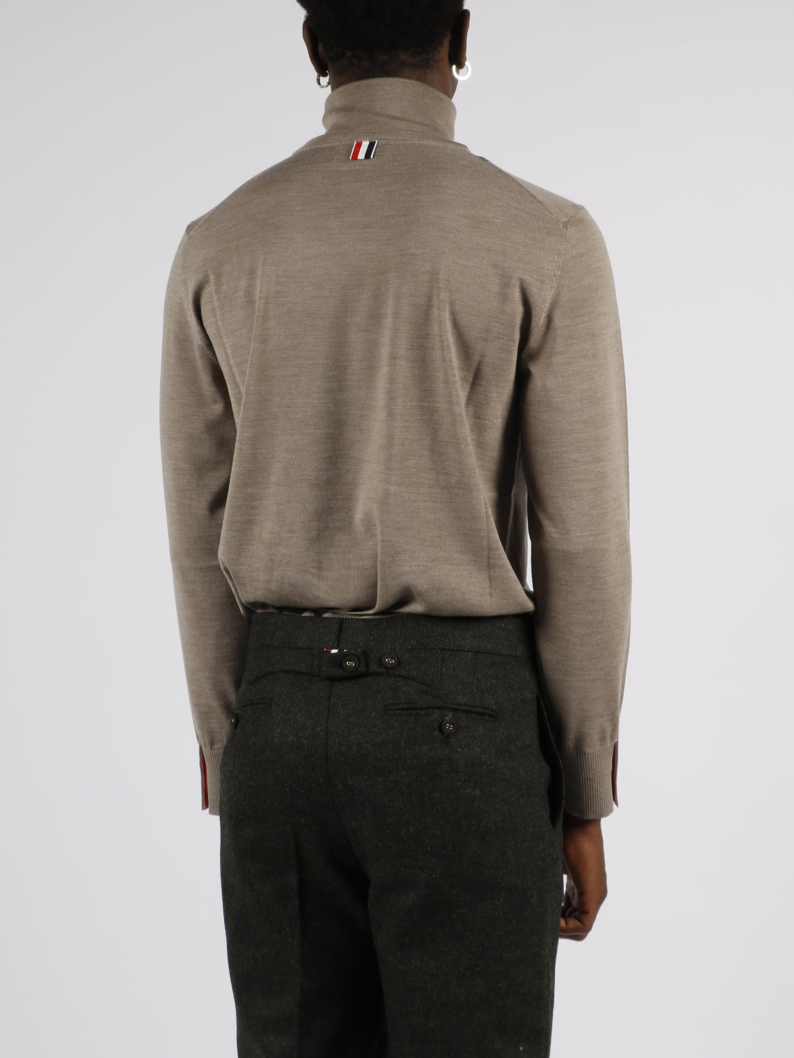 Shop Thom Browne Rwb Stripe Intarsia Turtleneck Pullover In Brown