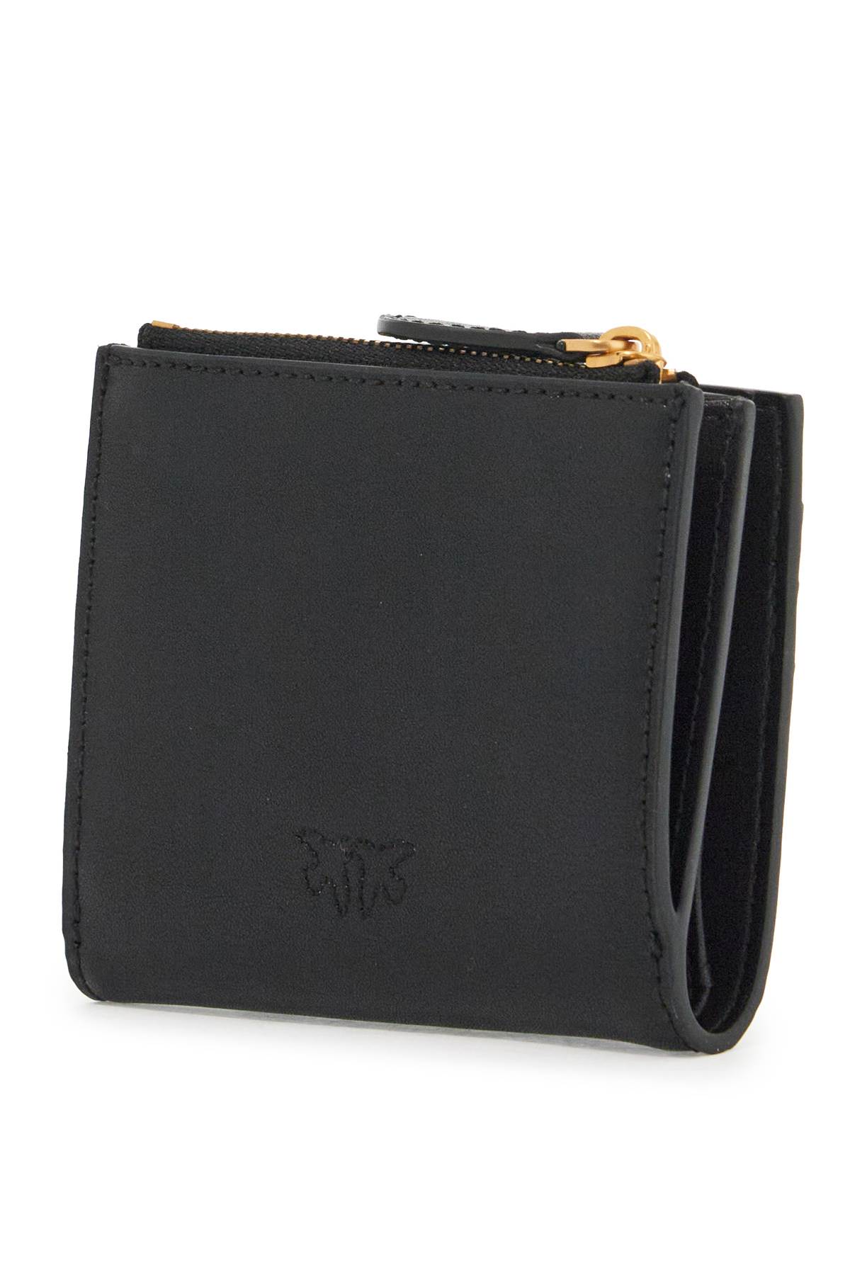 Pinko Compact Leather Wallet In Black