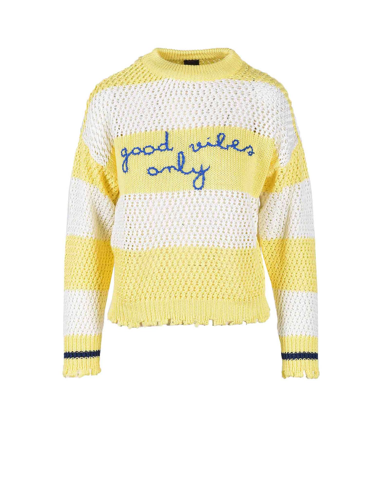 Pinko Womens Bianco/giallo Sweater