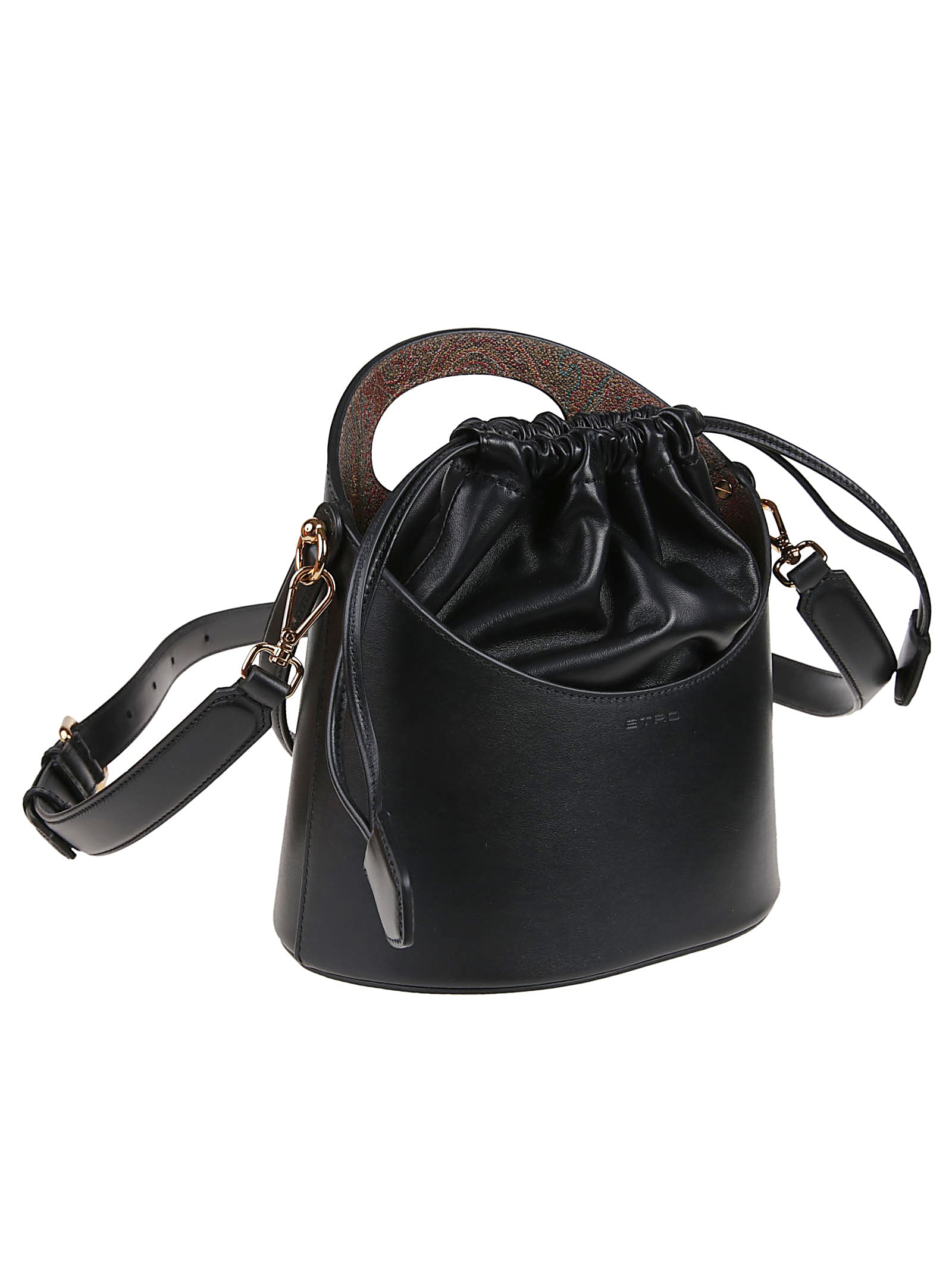 Etro Medium Saturno Bucket Bag In Black