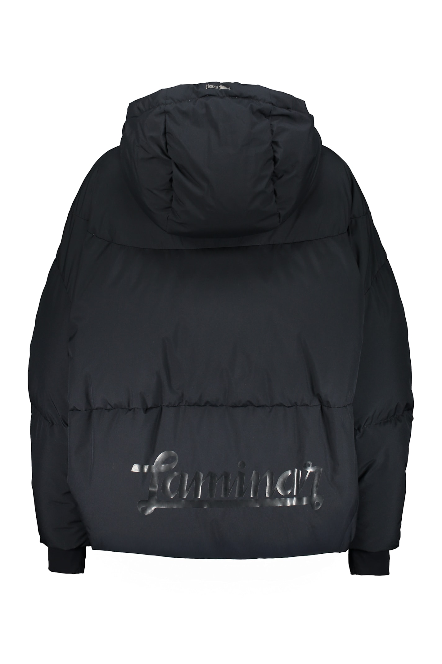 Herno Down Jacket With Zipper And Hood In Black
