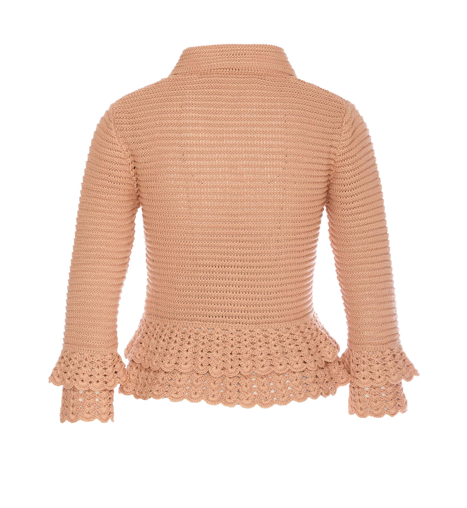Chloé Crochet-knit Ruffled Cardigan