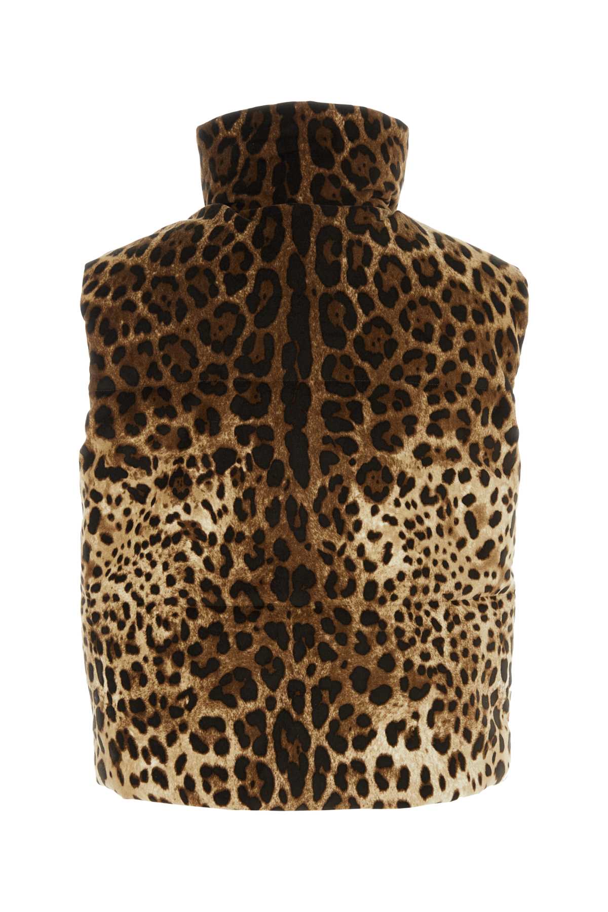 Shop Dolce & Gabbana Printed Velvet Sleeveless Padded Jacket In Leonew
