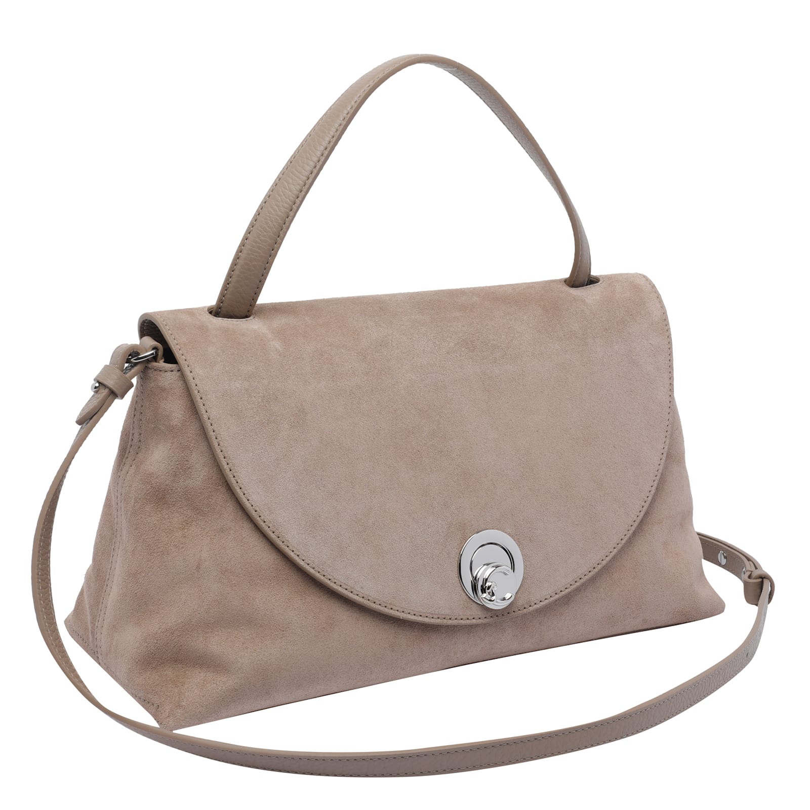 Coccinelle Beige Nikla Suede Handbag In Sand