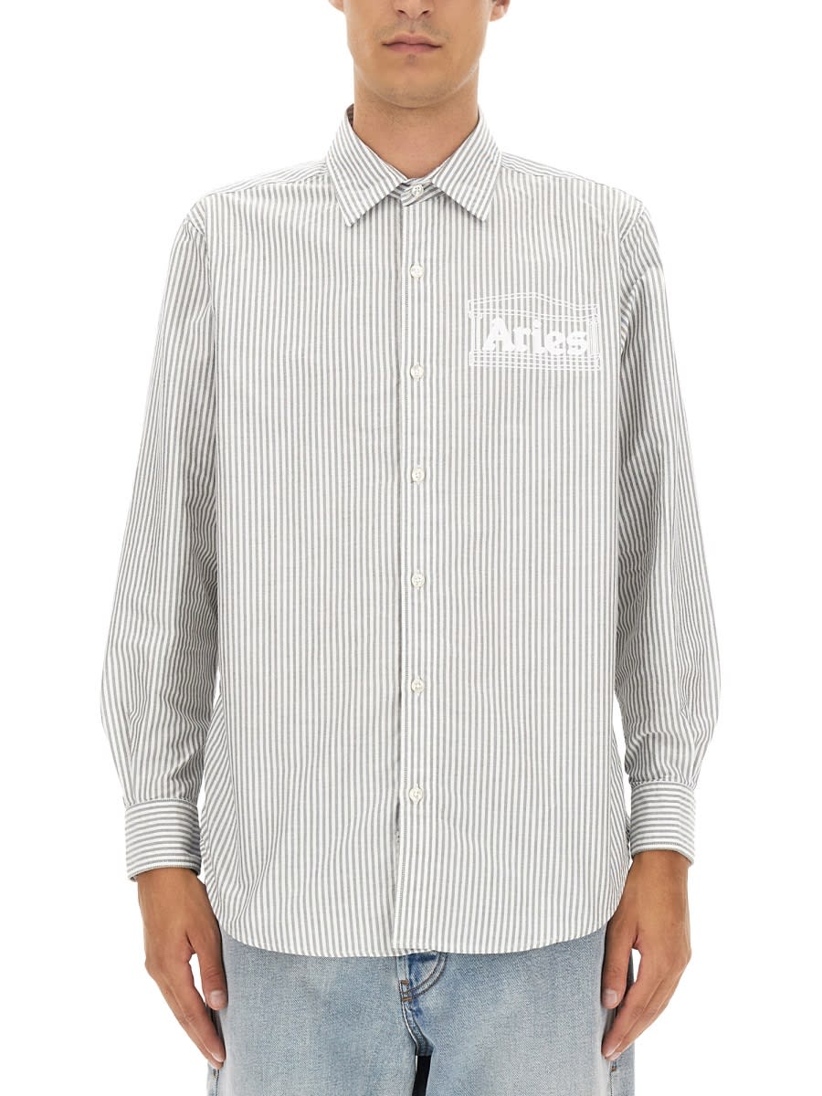 Shop Aries Oxford Shirt With Logo In Black