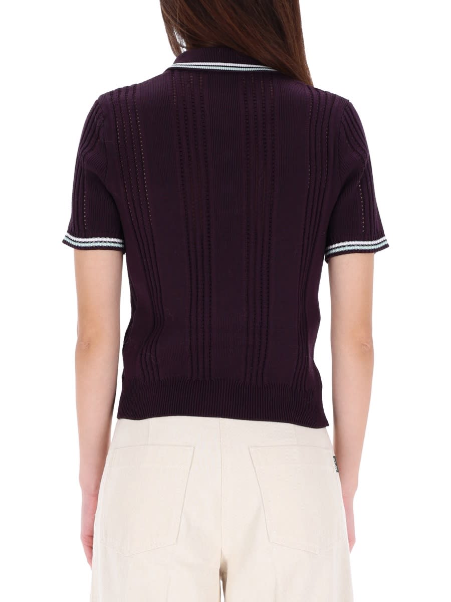 Casablanca Cotton Knit Polo Shirt In Purple
