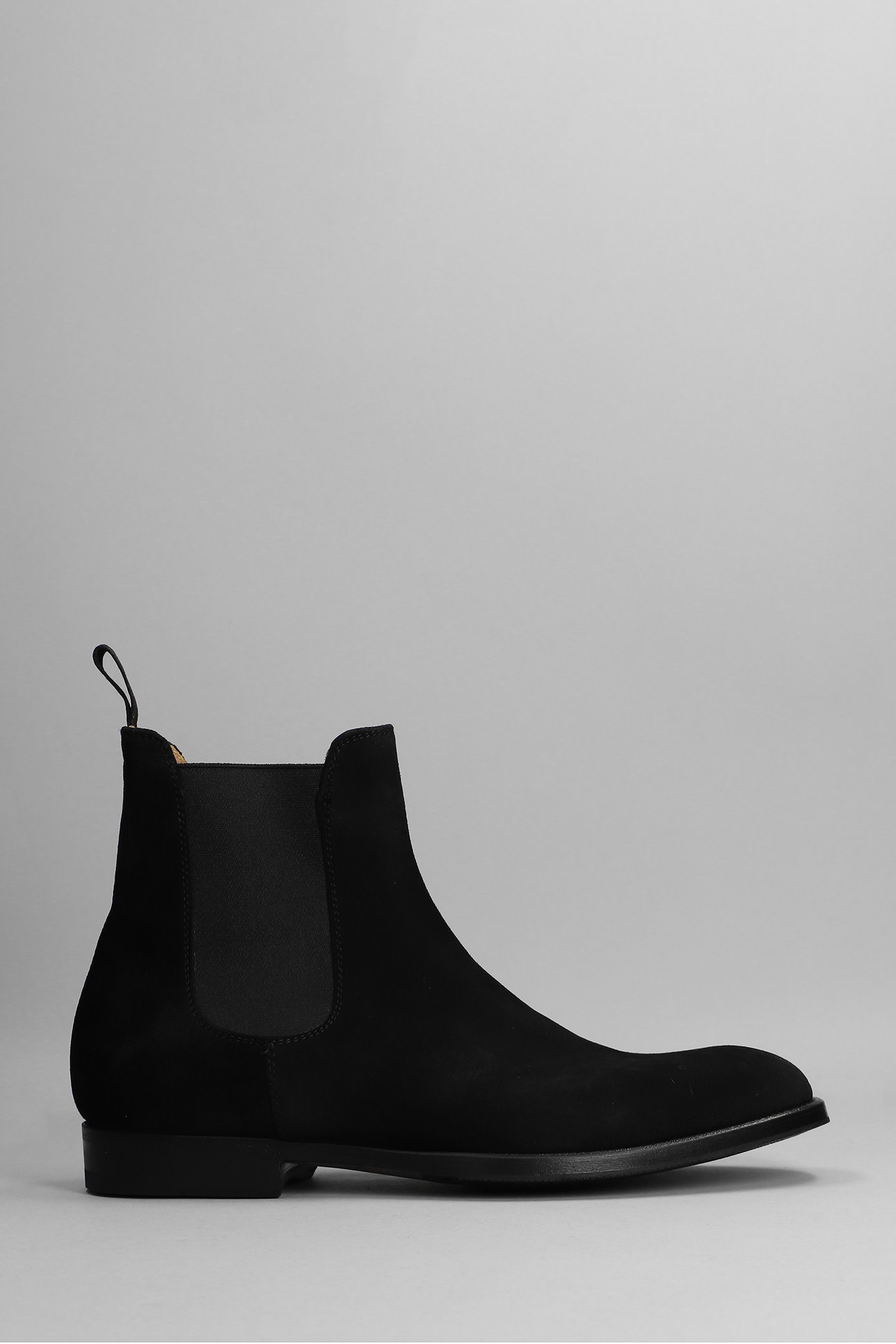 Green George Low Heels Ankle Boots In Black Suede