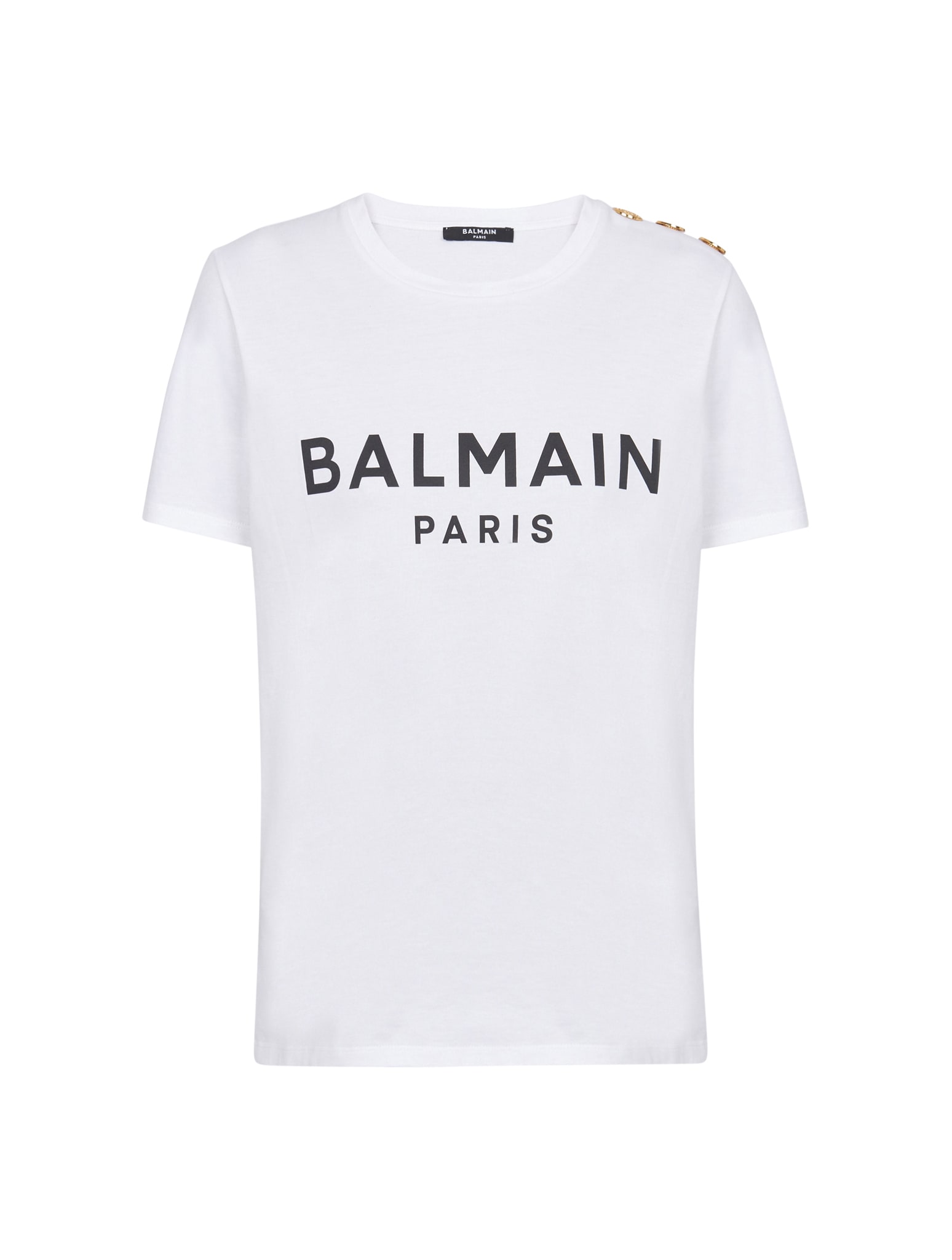 Shop Balmain 3 Btn Printed T-shirt In Gab Blanc Noir