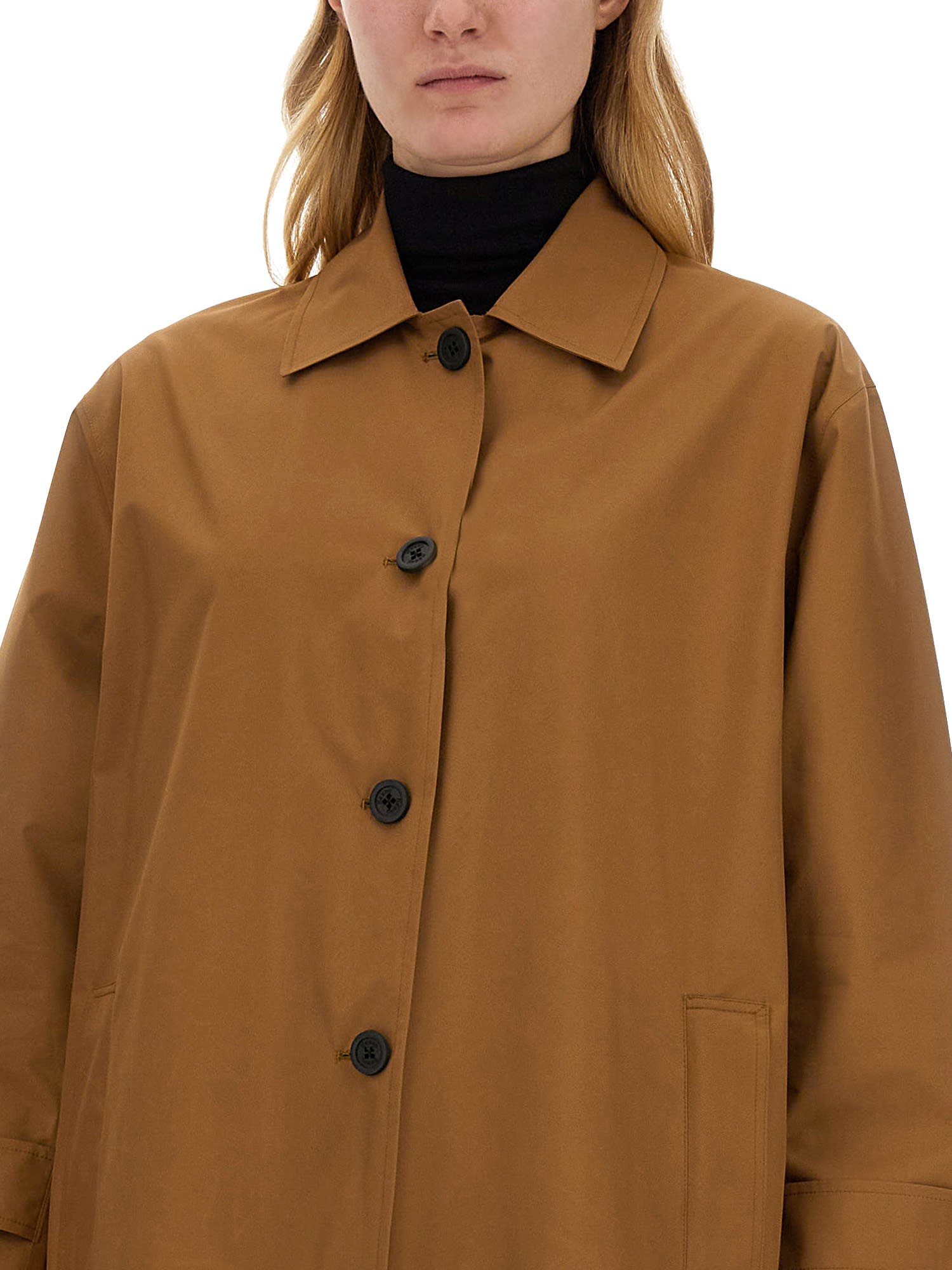 Shop Herno Trench Coat With Buttons In Brown