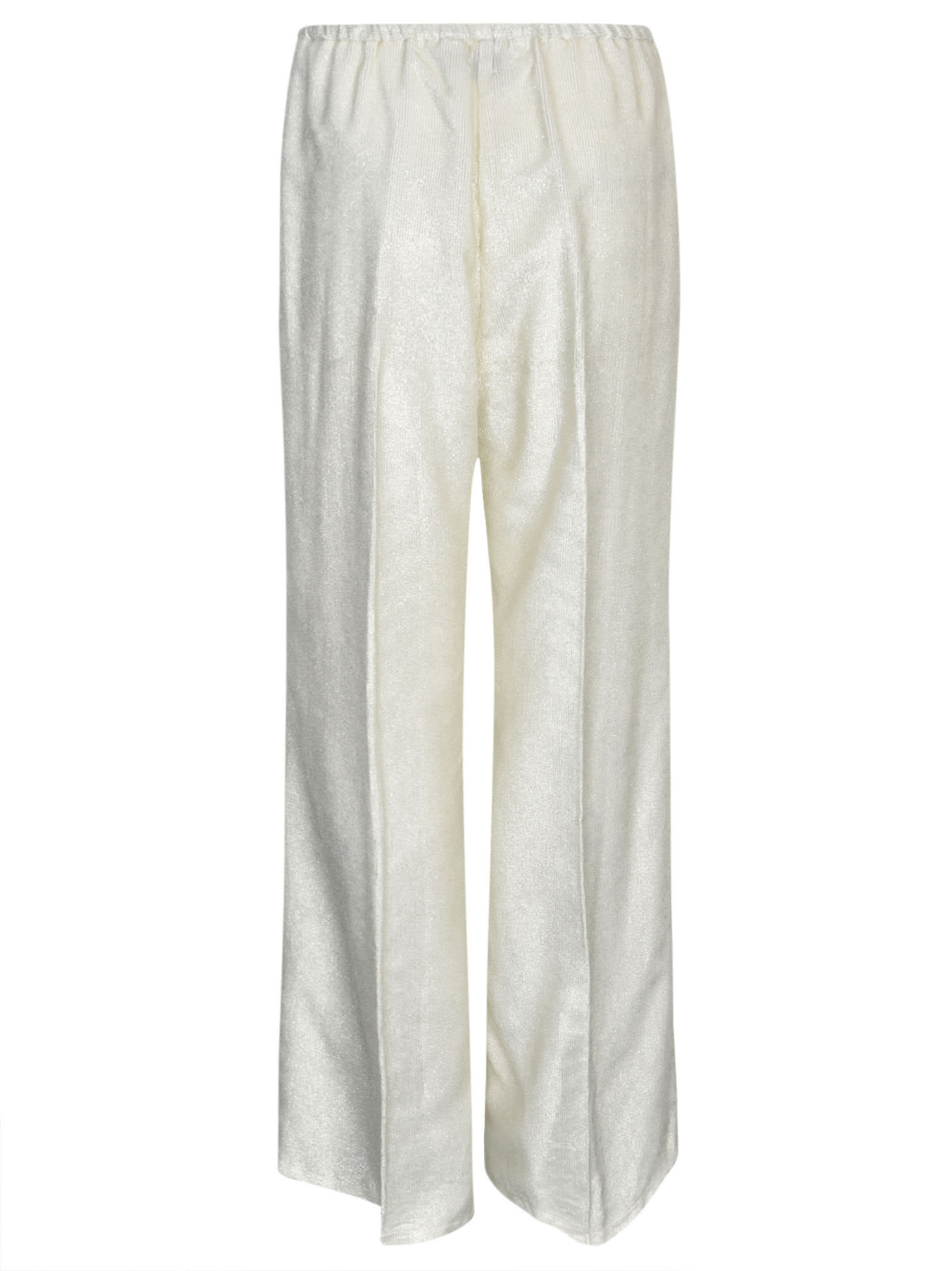 Shop Forte Forte Elastic Waist Wide Leg Trousers In Platino