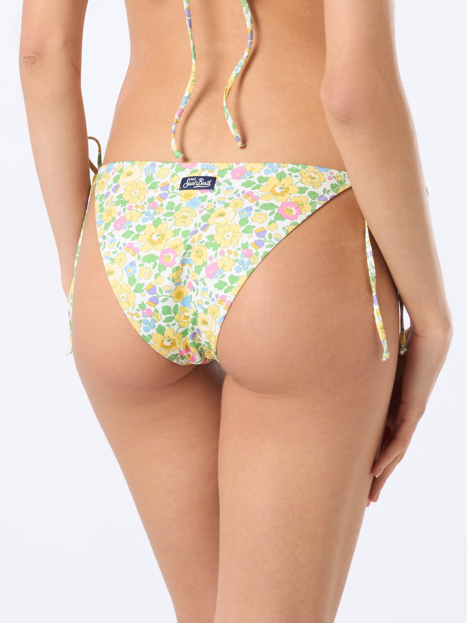 Mc2 Saint Barth Woman Betsy Classic Swim Briefs Virgo Made With Liberty Fabric In Yellow