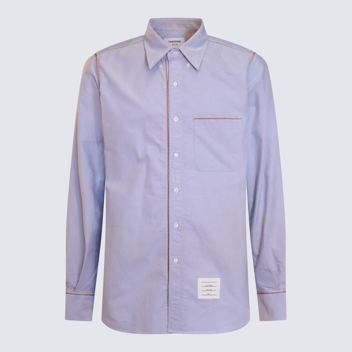 Shop Thom Browne Light Blue Cotton Shirt