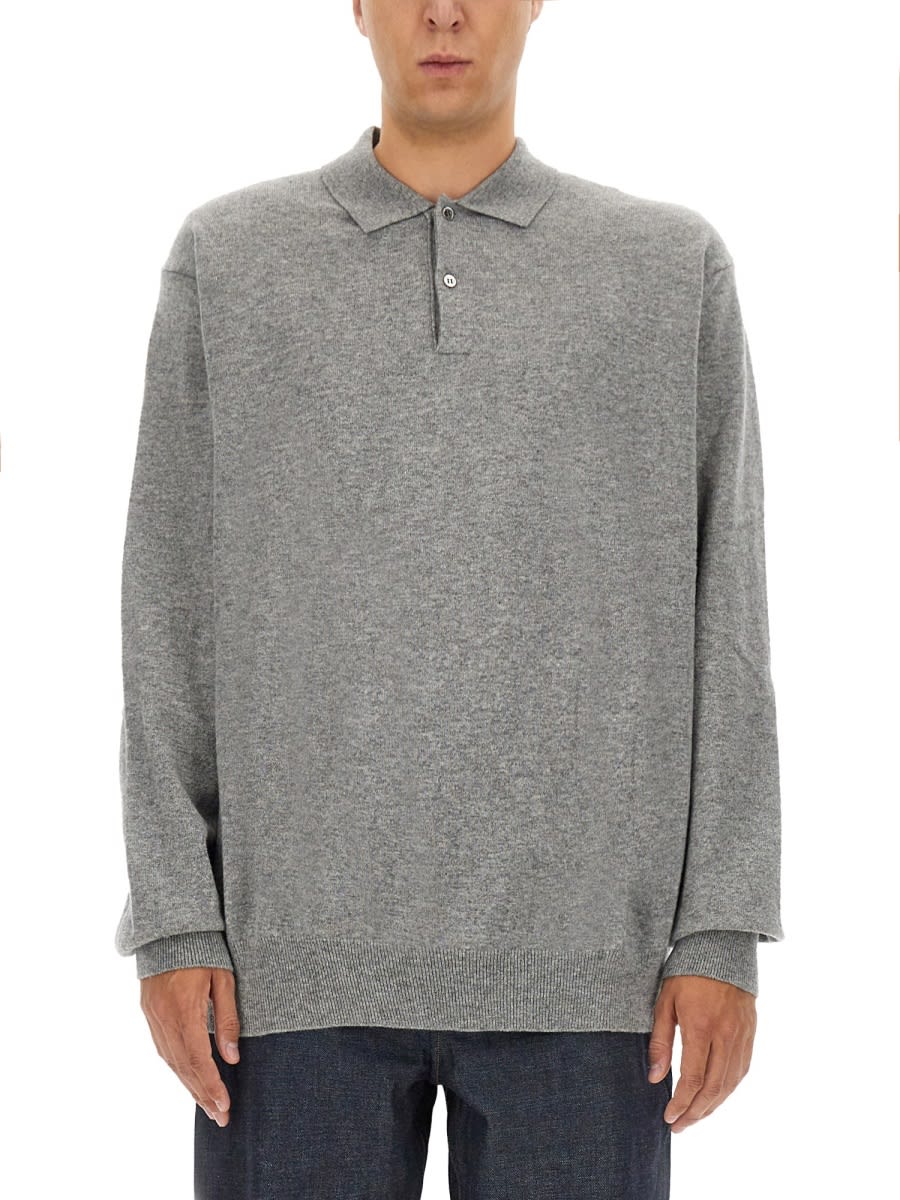 Shop Comme Des Garçons Shirt Wool Polo. In Grey