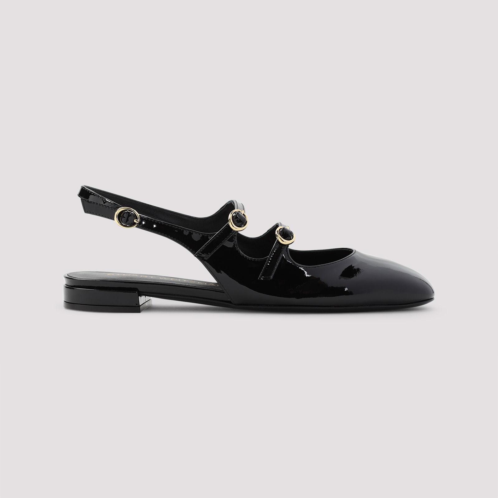 Stuart Weitzman Benni Patent Leather Slingback Flats In Blk Black