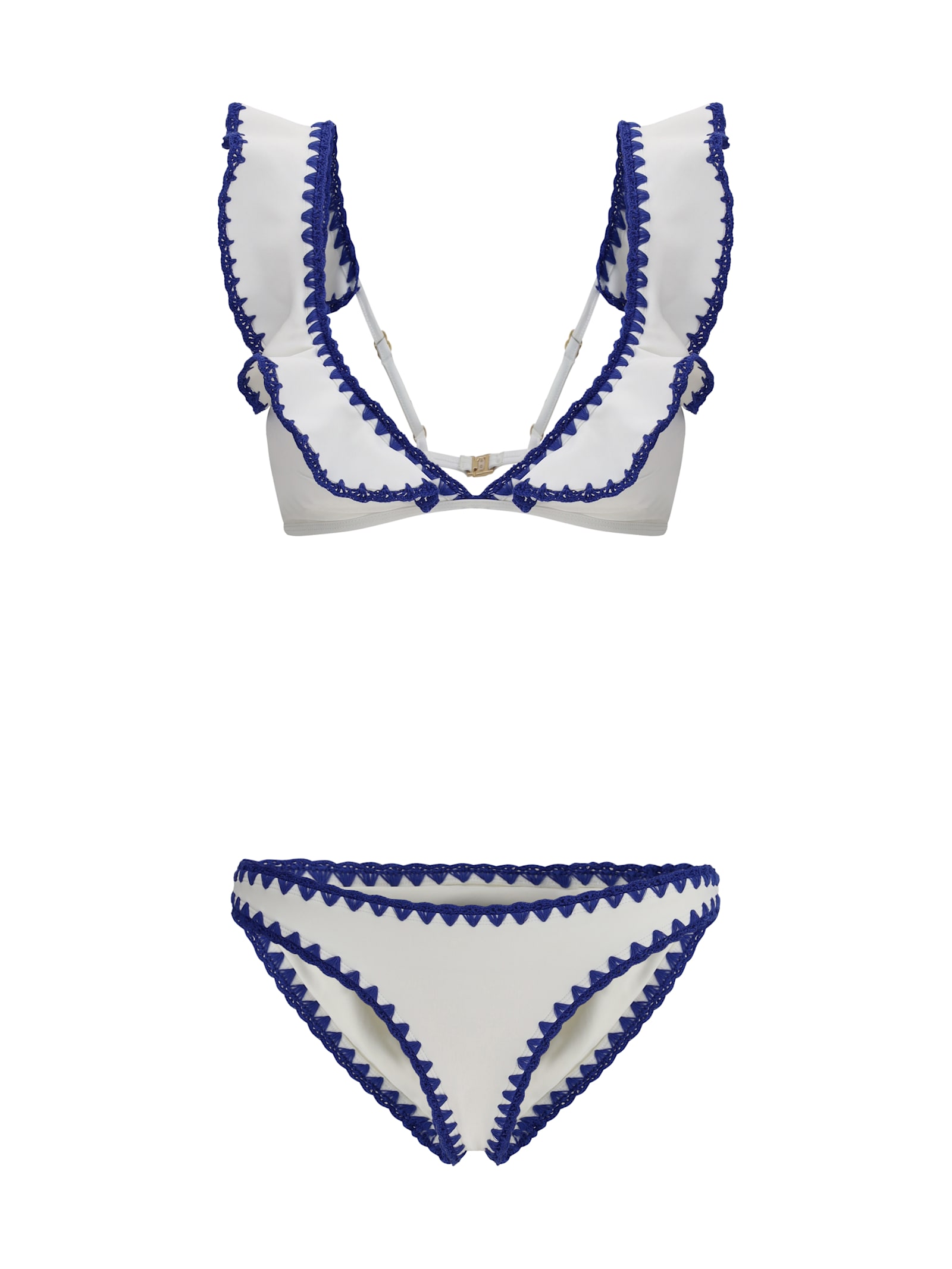Zimmermann Maxine Crochet Frill Bikini In Blue