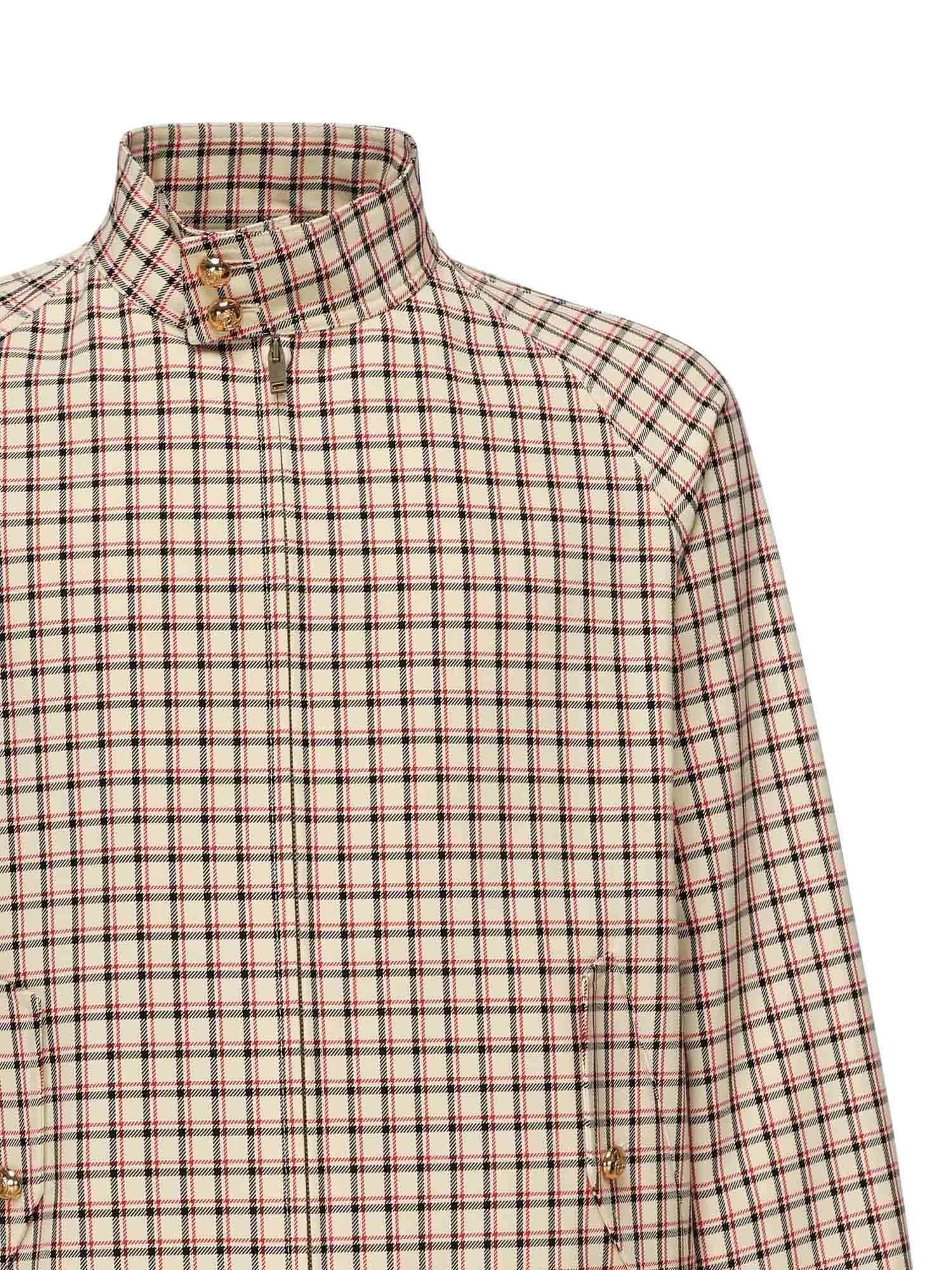 Valentino Checked Zip-up Single-breasted Coat In Neutral