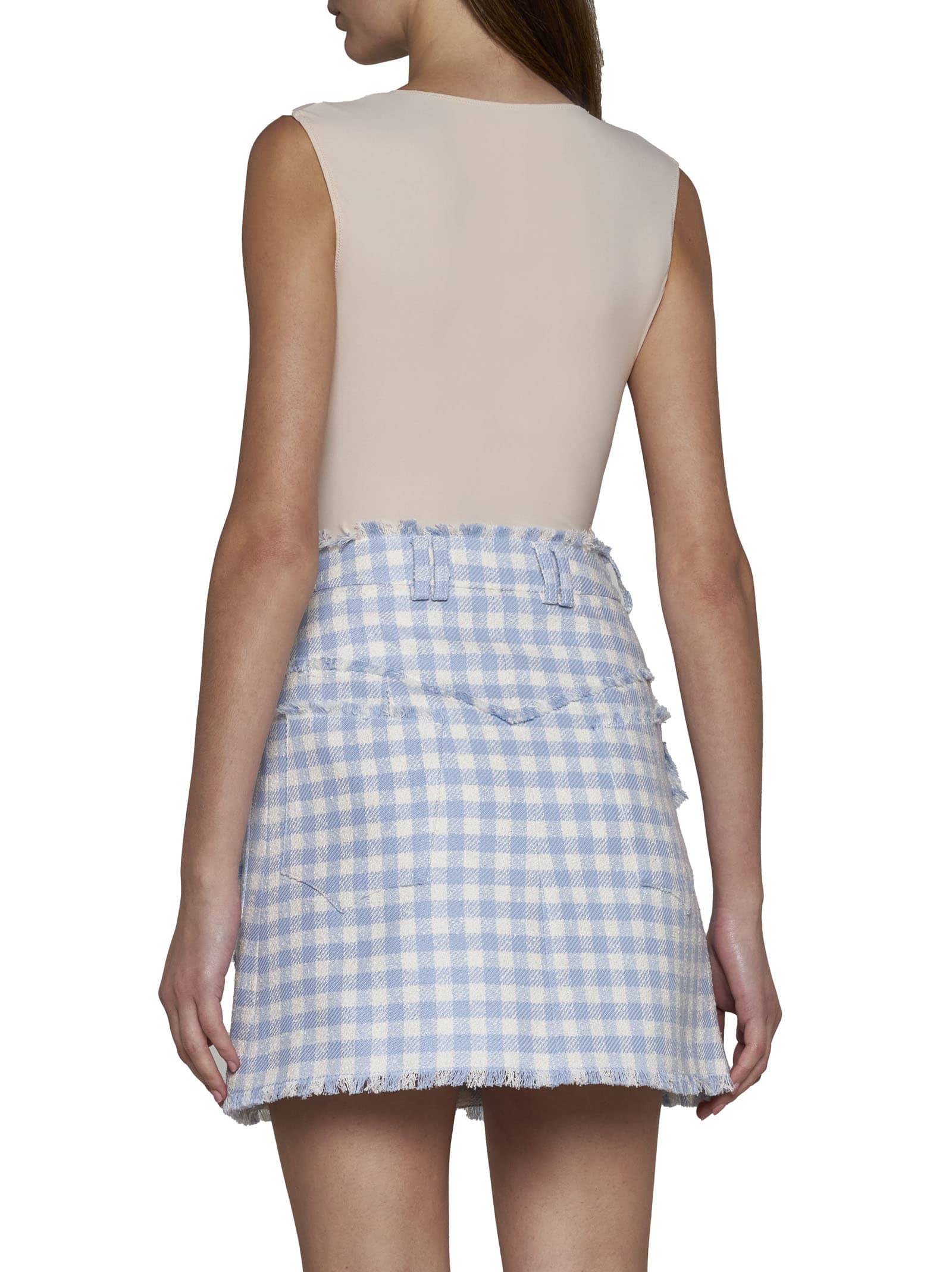 Shop Balmain Skirt In Bleu Pale/blanc