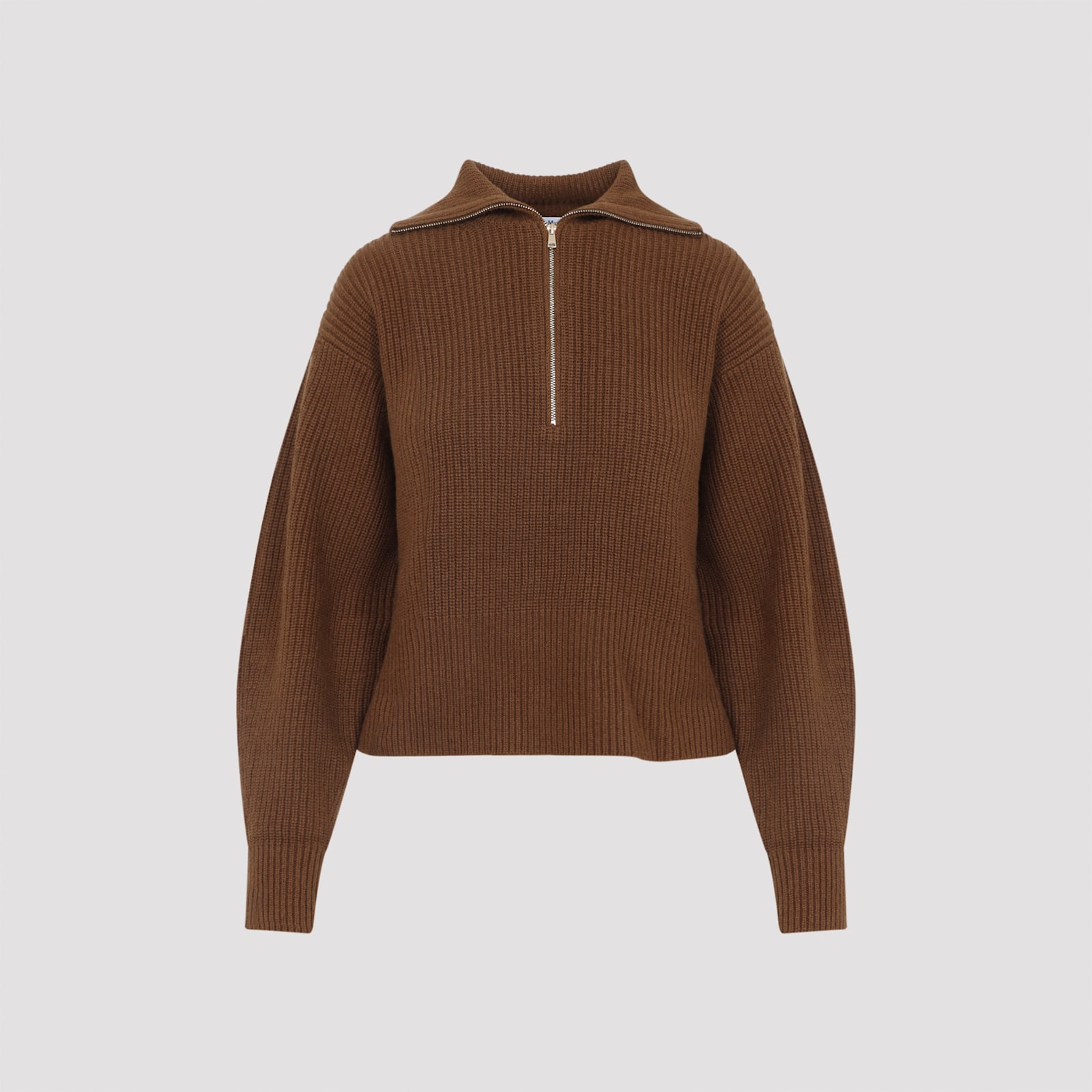Max Mara Half-zip Wool And Cashmere Sweater In Brown