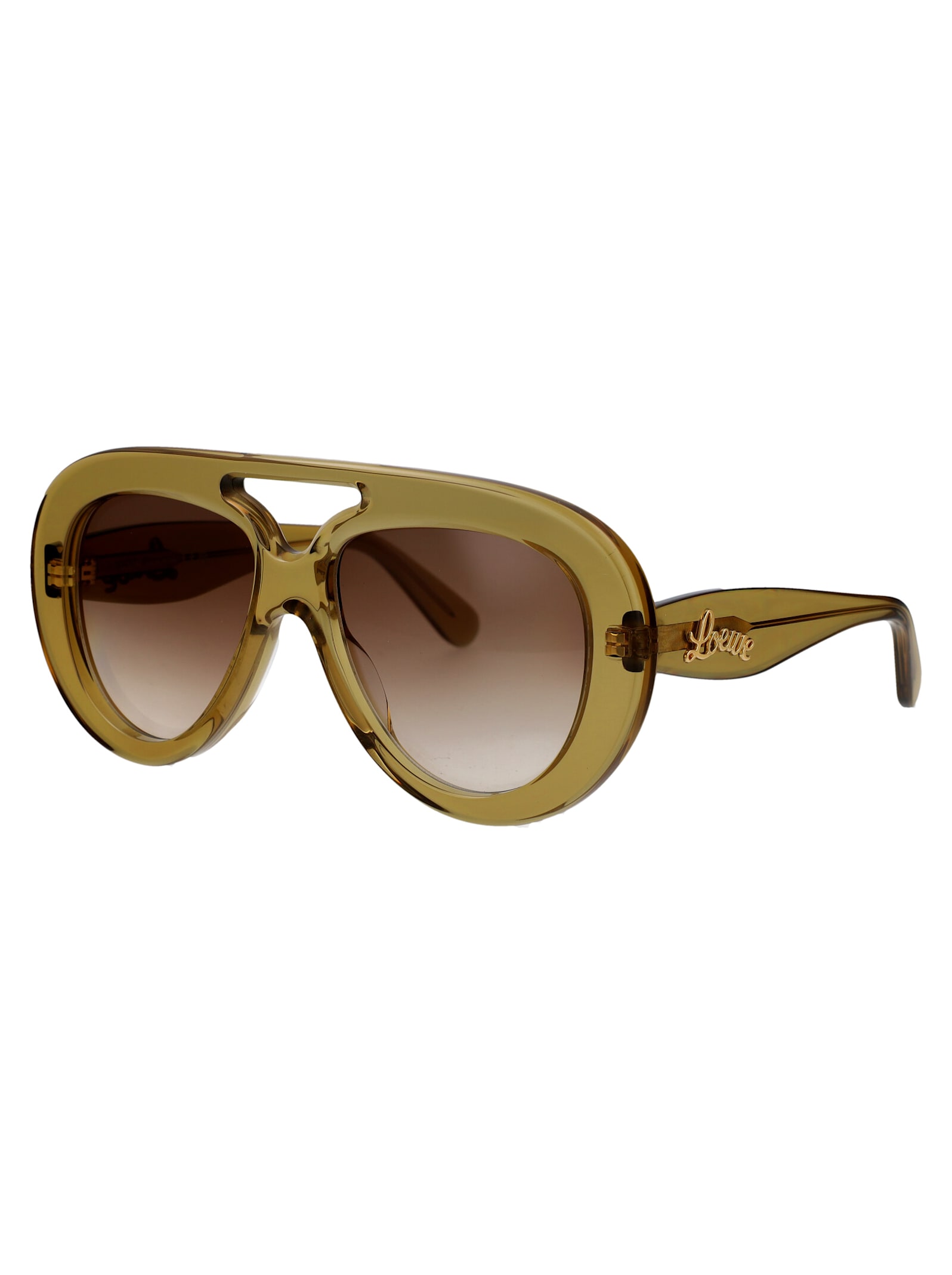 Shop Loewe Curvy Sunglasses In Crystal Green