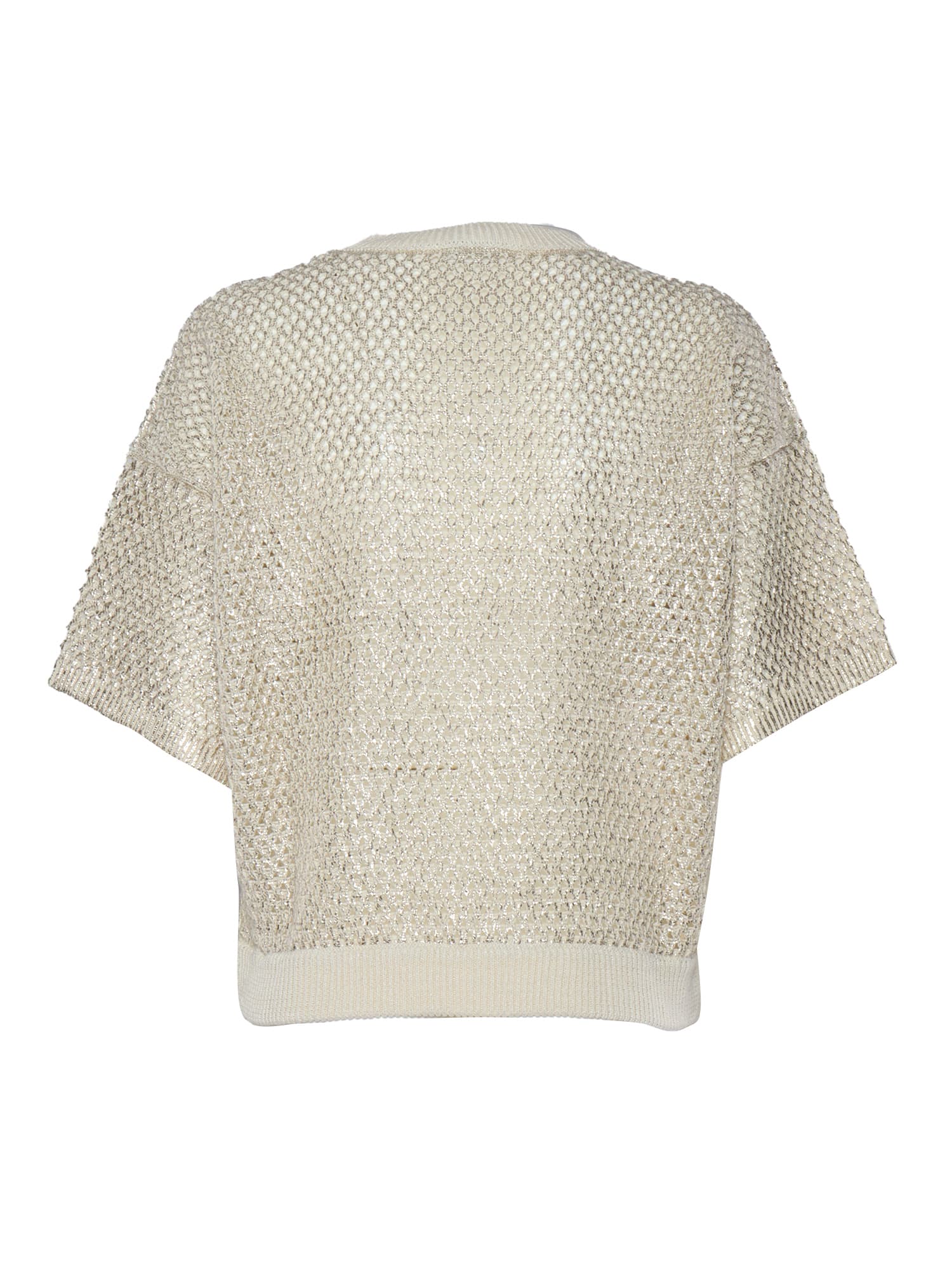 Shop Peserico Gold Tricot Sweater In Multicolor
