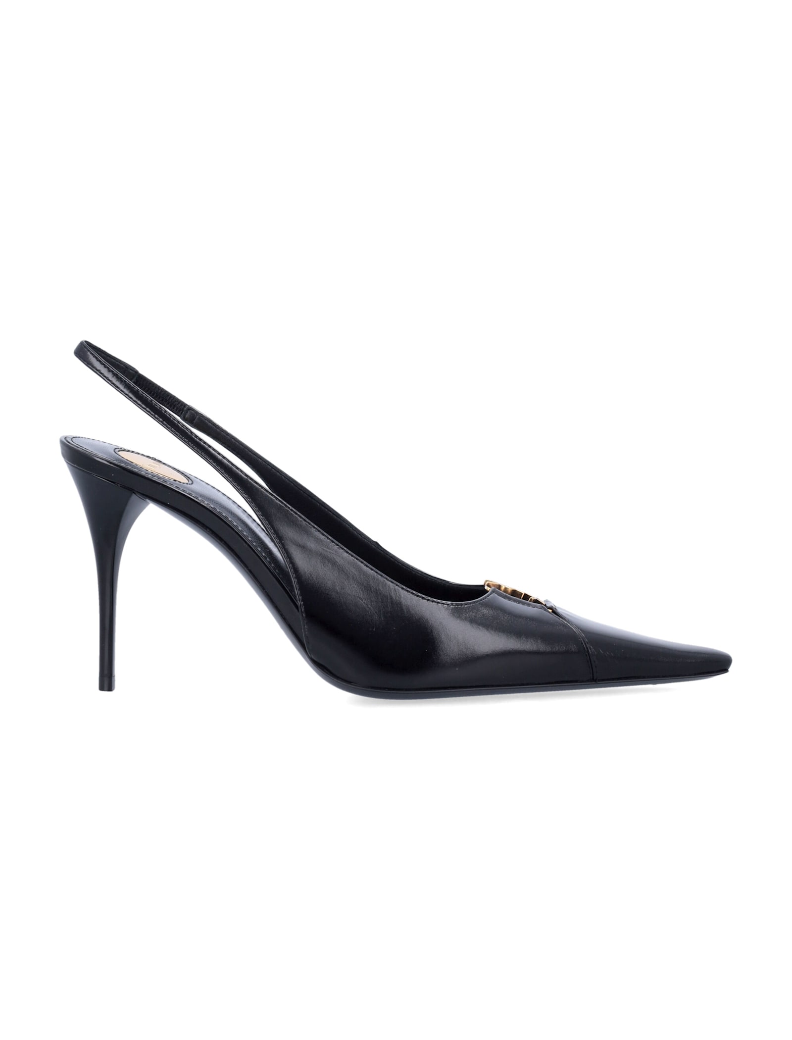 Saint Laurent Babylone Breteuil Leather Slingback Pumps In Black