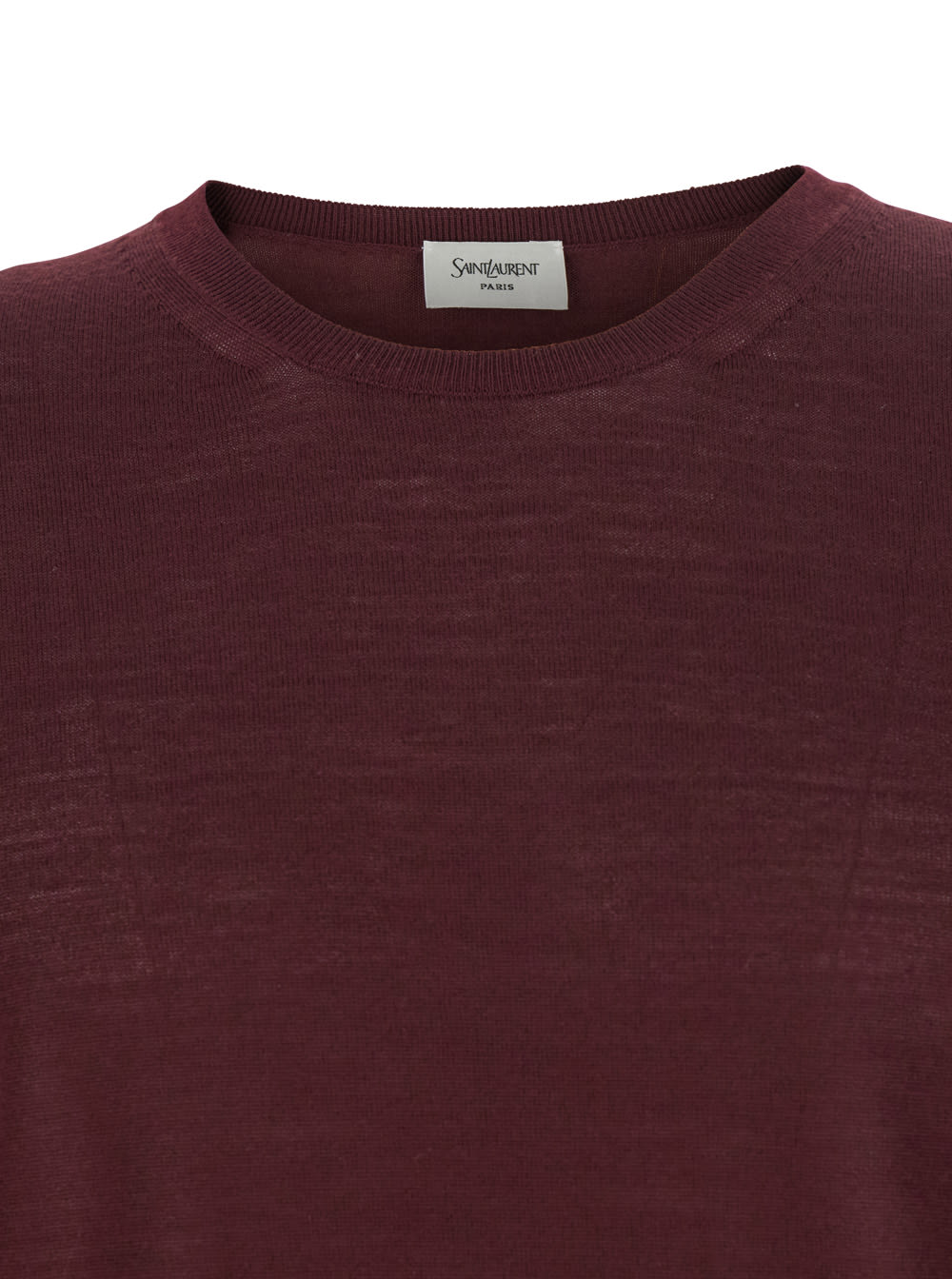 Saint Laurent Bordeaux Crewneck Sweater With Cassandre In Cashmere Man In Multi