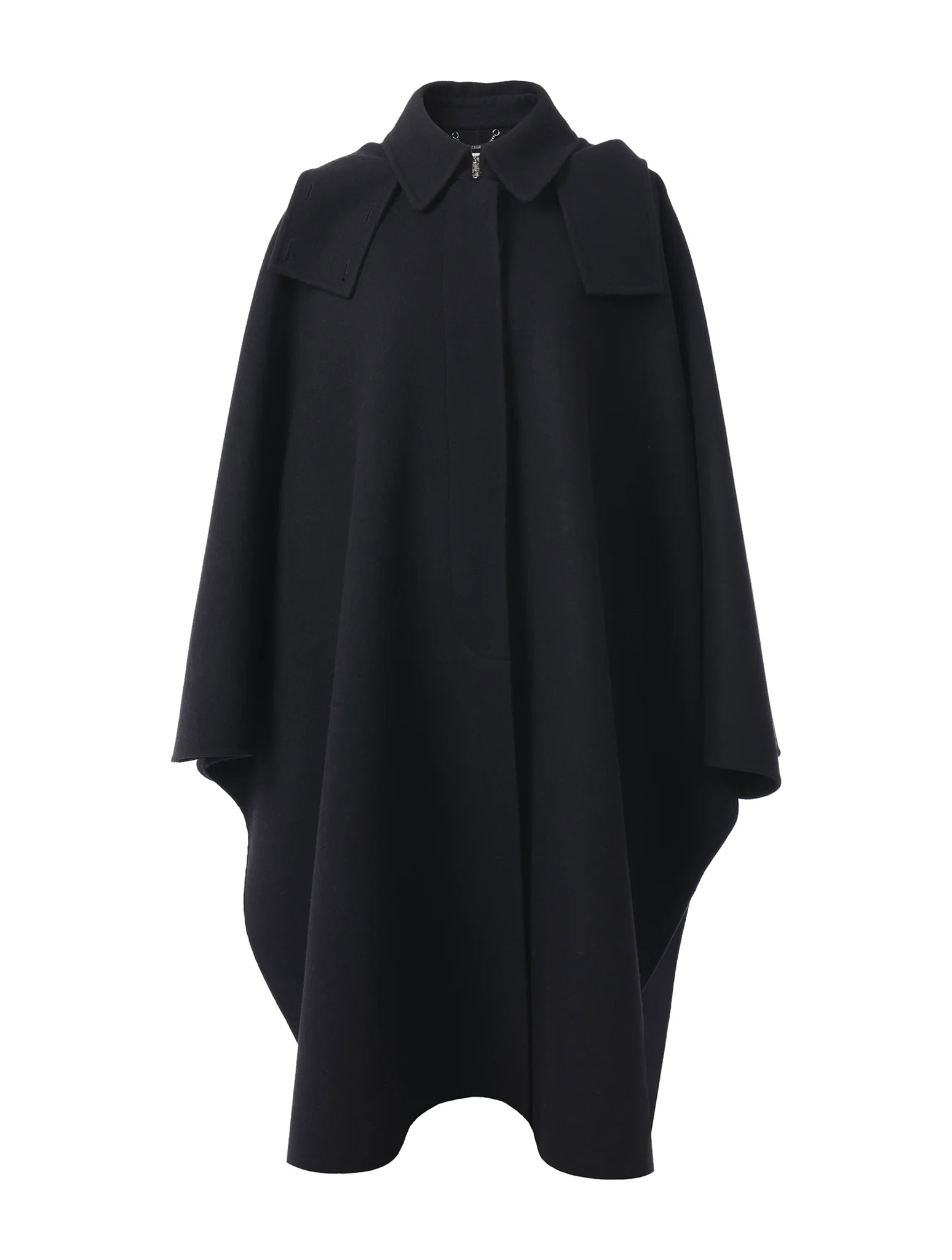 Chloé Hooded Cape Coat Black Size Xs/s 70% Wool, 30% Cashmere, Horn Bubalus Bubalis, Farmed, Coo India In Black